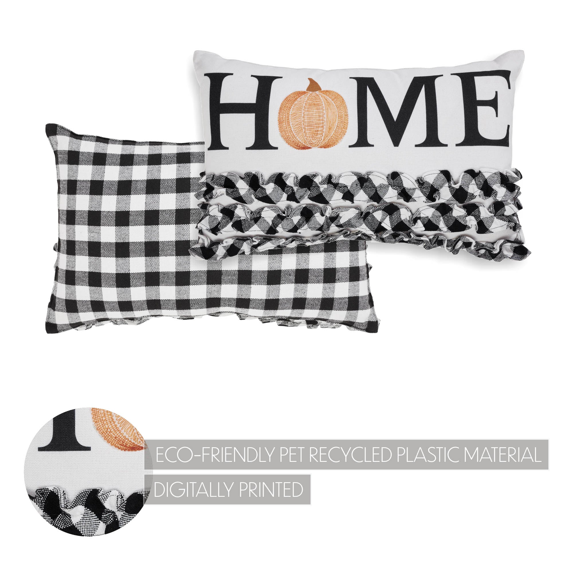Annie Black Check Home Pumpkin Ruffle Accent Pillow - Image 5
