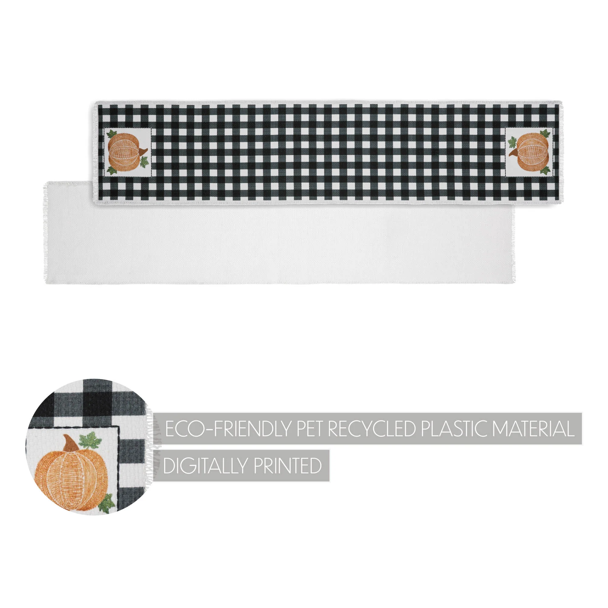 Annie Black Check Pumpkin 60" Table Runner - Image 3
