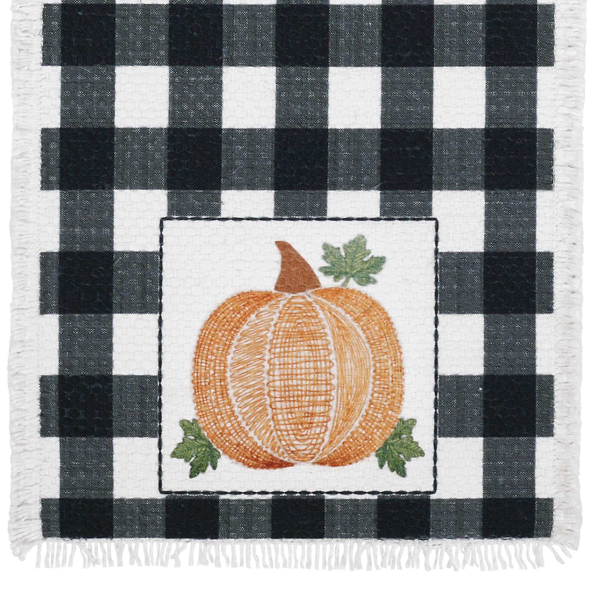 Annie Black Check Pumpkin 60" Table Runner - Image 6