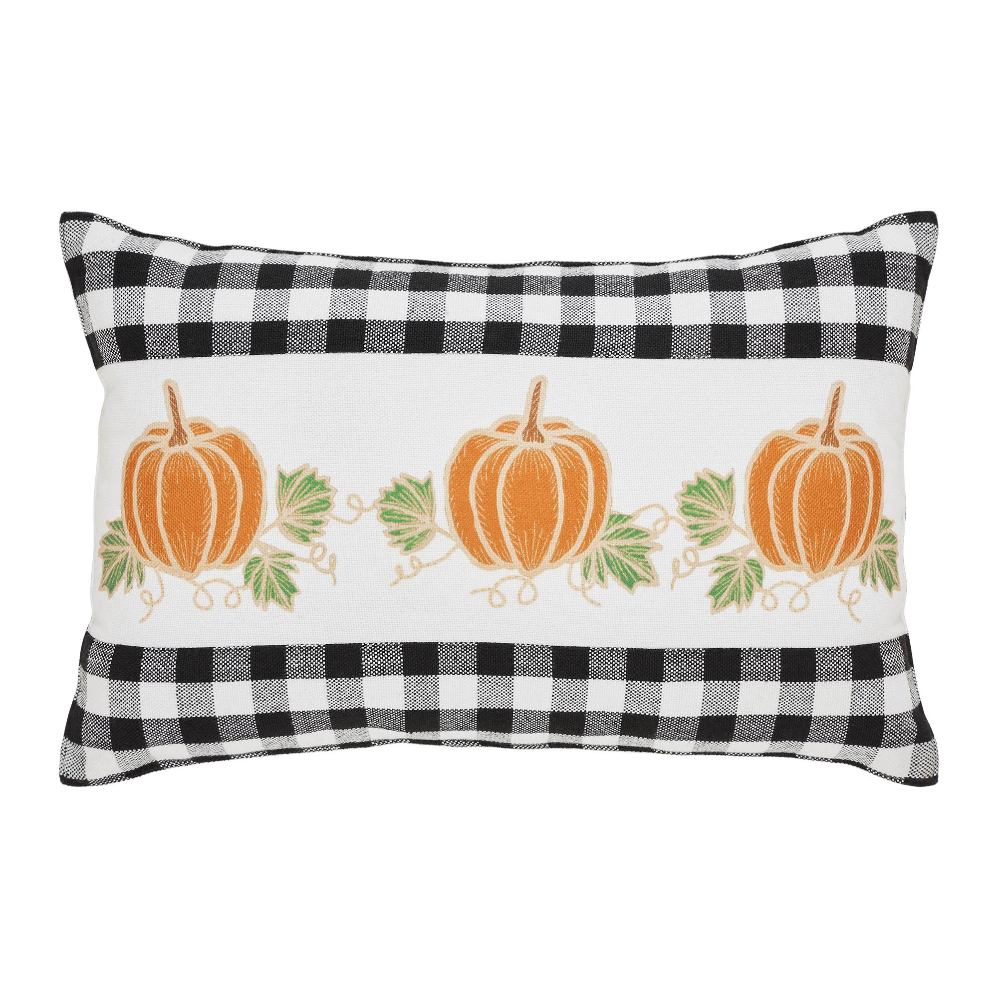 Annie Black Check Pumpkin Patch 22" Fall Pillow - Image 2