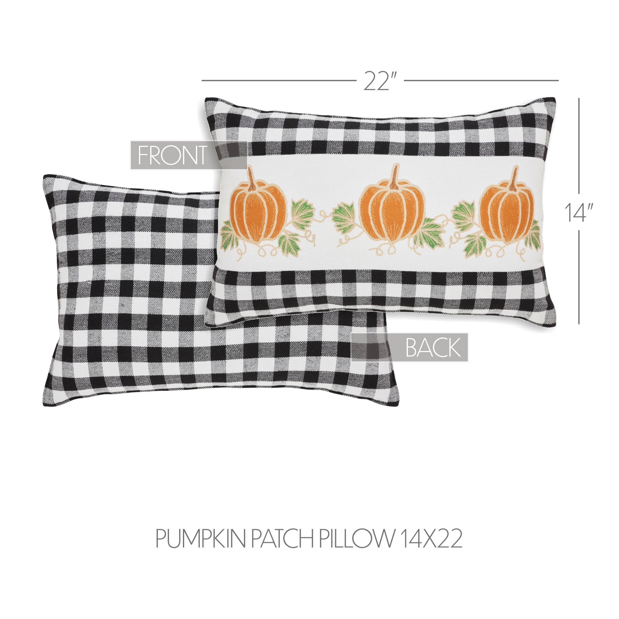 Annie Black Check Pumpkin Patch 22" Fall Pillow - Image 4