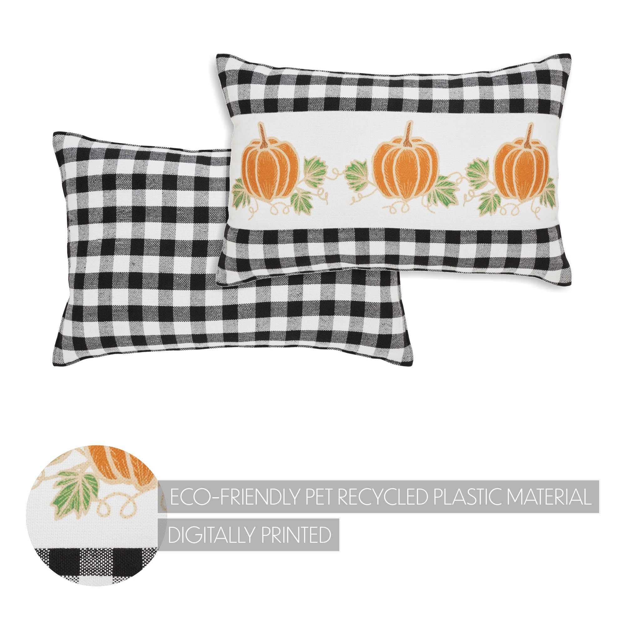 Annie Black Check Pumpkin Patch 22" Fall Pillow - Image 5