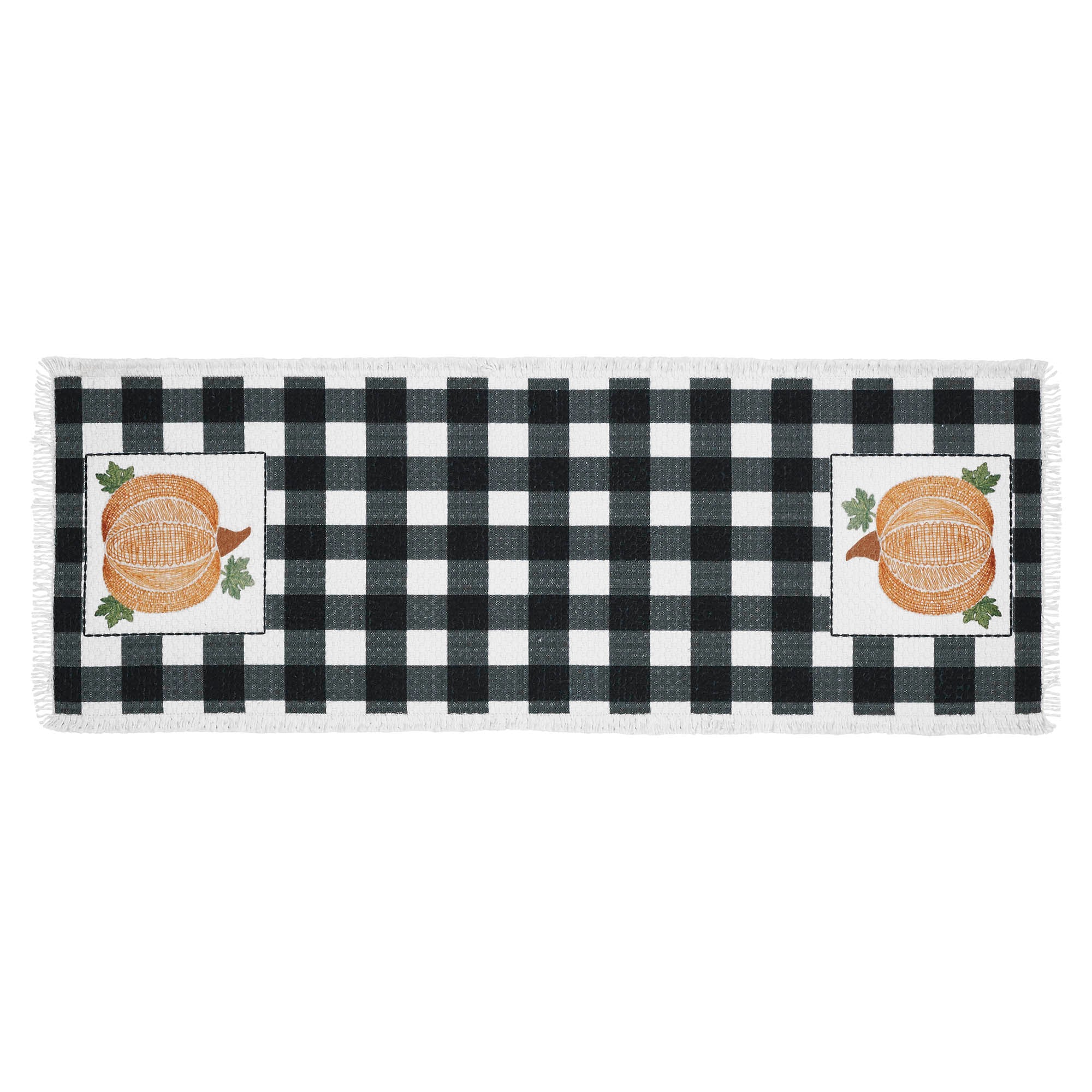 Annie Black Check Pumpkin Table Runner 8" x 24" - Image 2