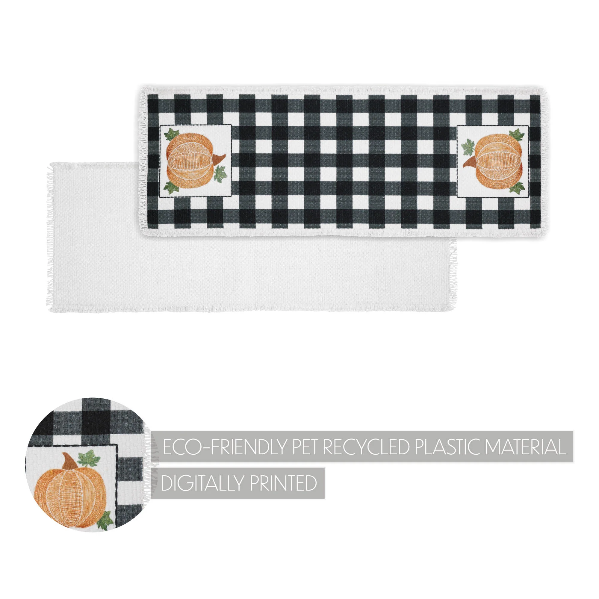 Annie Black Check Pumpkin Table Runner 8" x 24" - Image 5