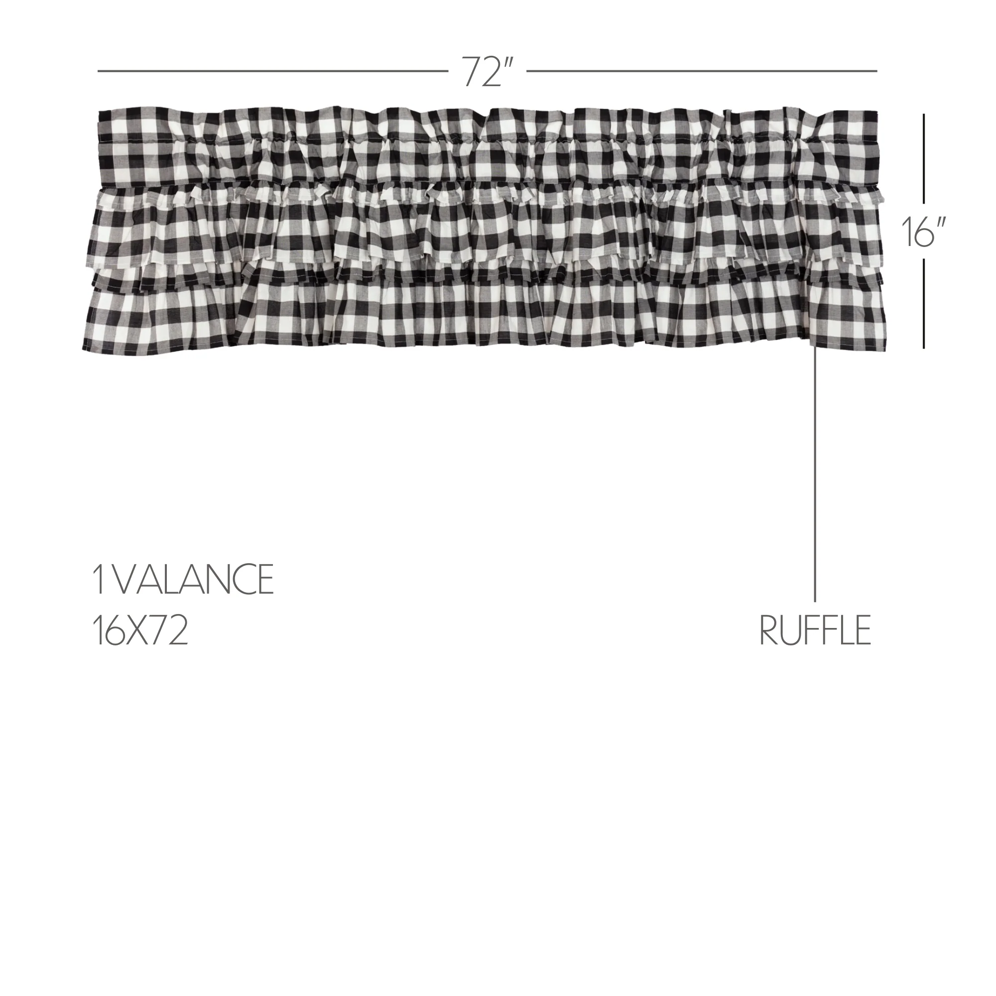 Annie Buffalo Black Check Ruffled Valance 16'' x 72'' - Image 3