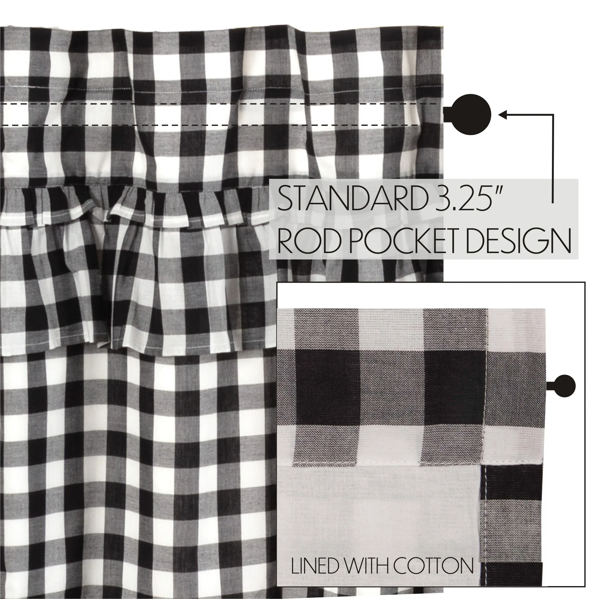 Annie Buffalo Black Check Ruffled Valance 16'' x 72'' - Image 5