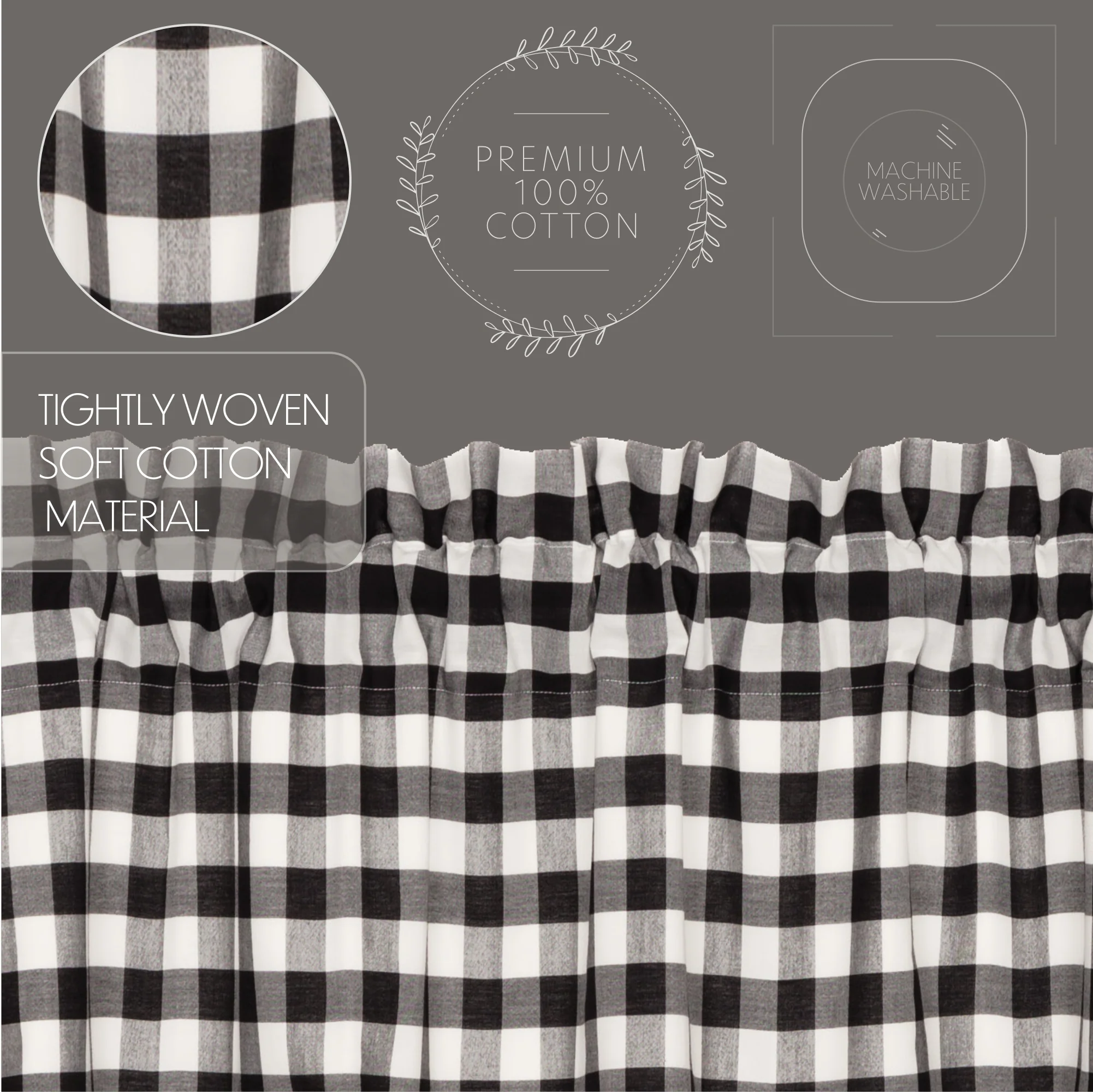 Annie Buffalo Black Check Valance 16'' x 72'' - Image 3