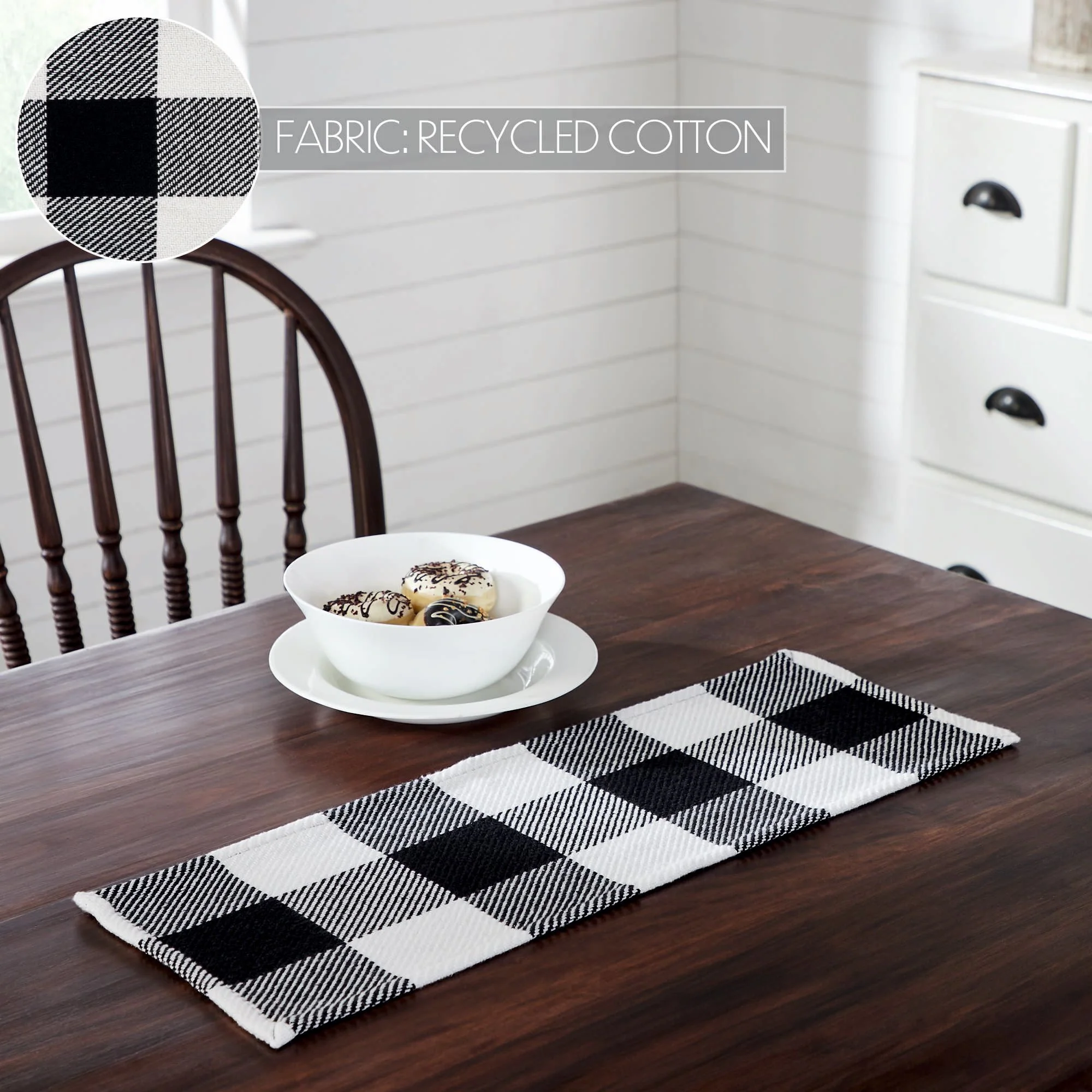 Annie Buffalo Check Black 24" Table Runner - Image 2