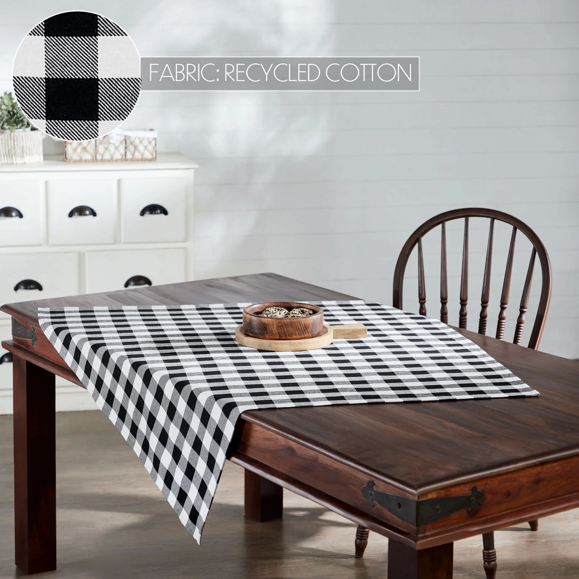 Annie Buffalo Check Black 40" Square Table Topper - Image 2