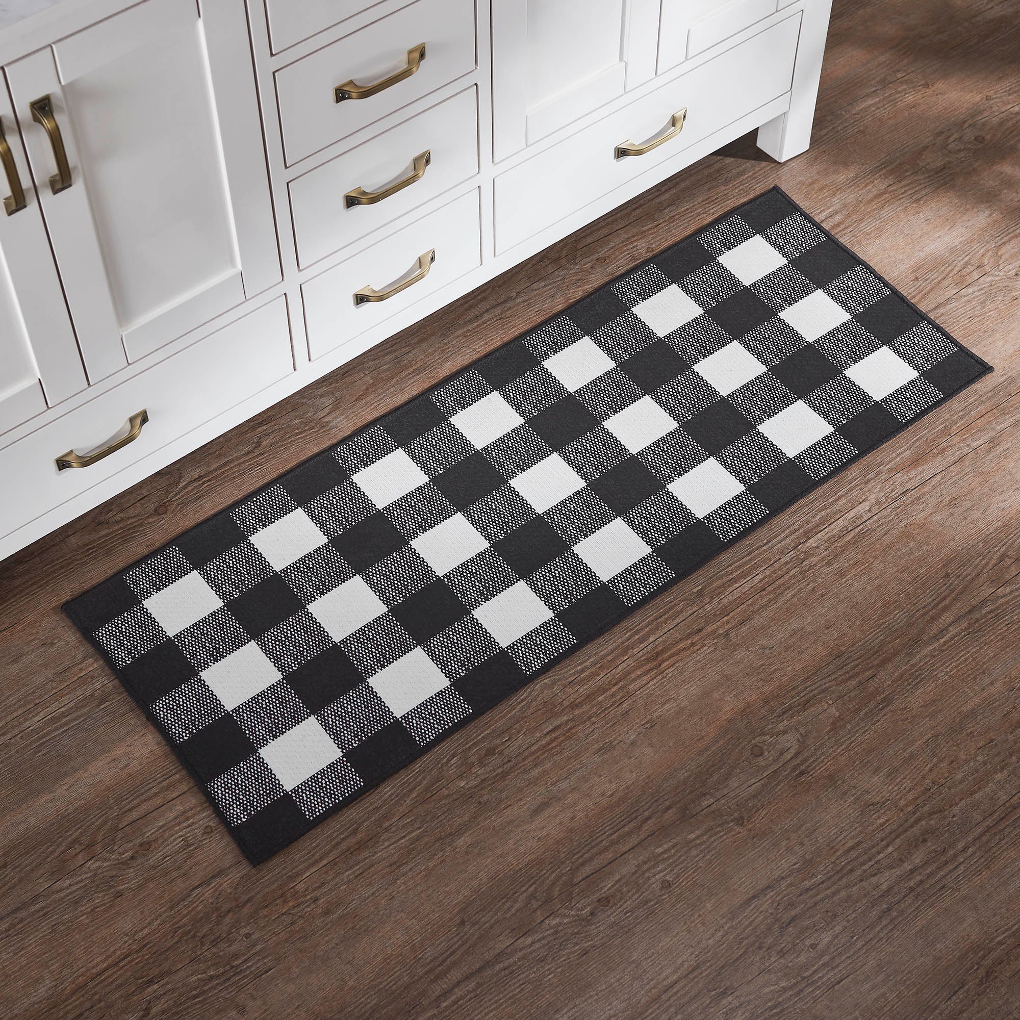 Annie Buffalo Check Black Indoor/Outdoor 48" Rectangular Rug