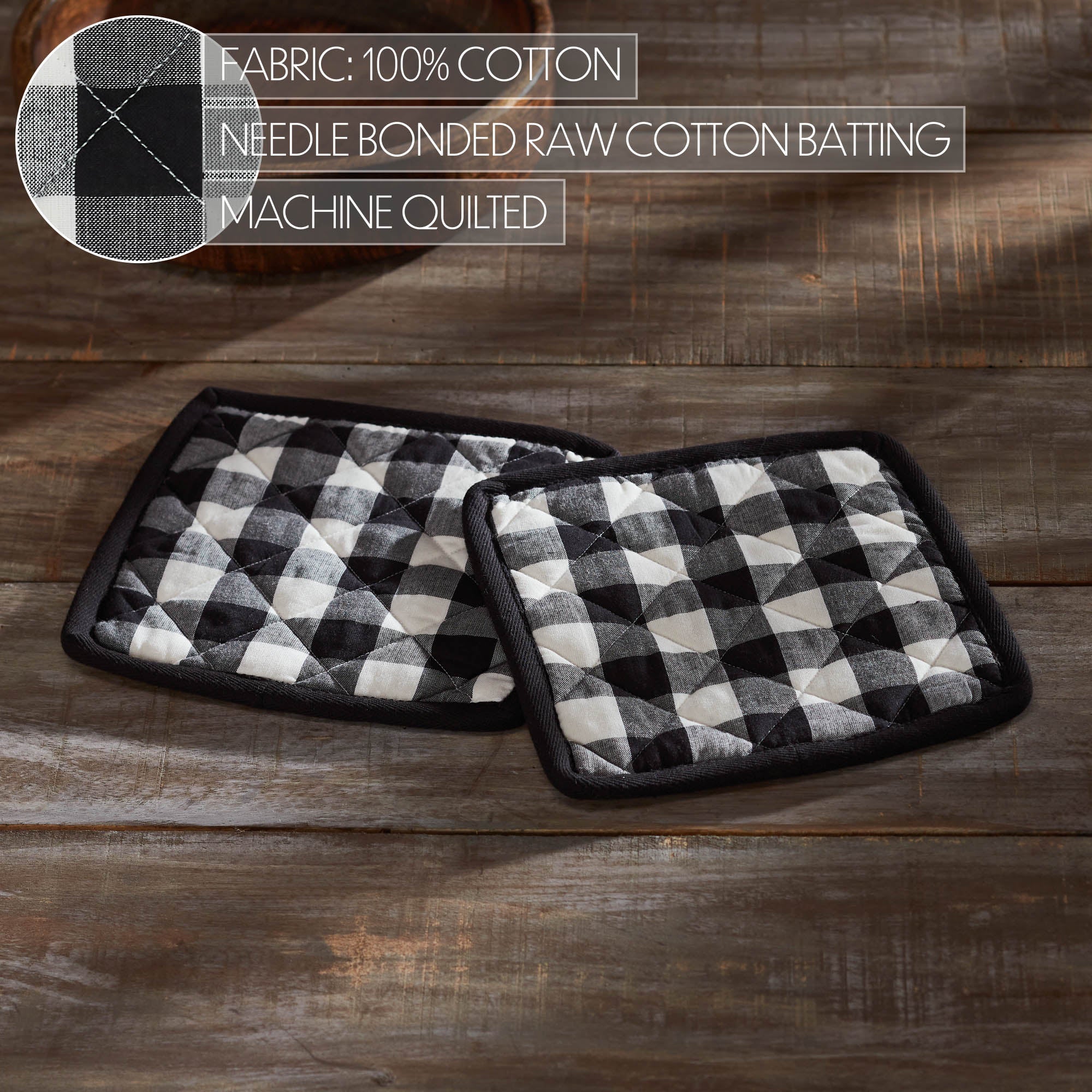 Annie Buffalo Check Black Pot Holder Set of 2 - Image 3