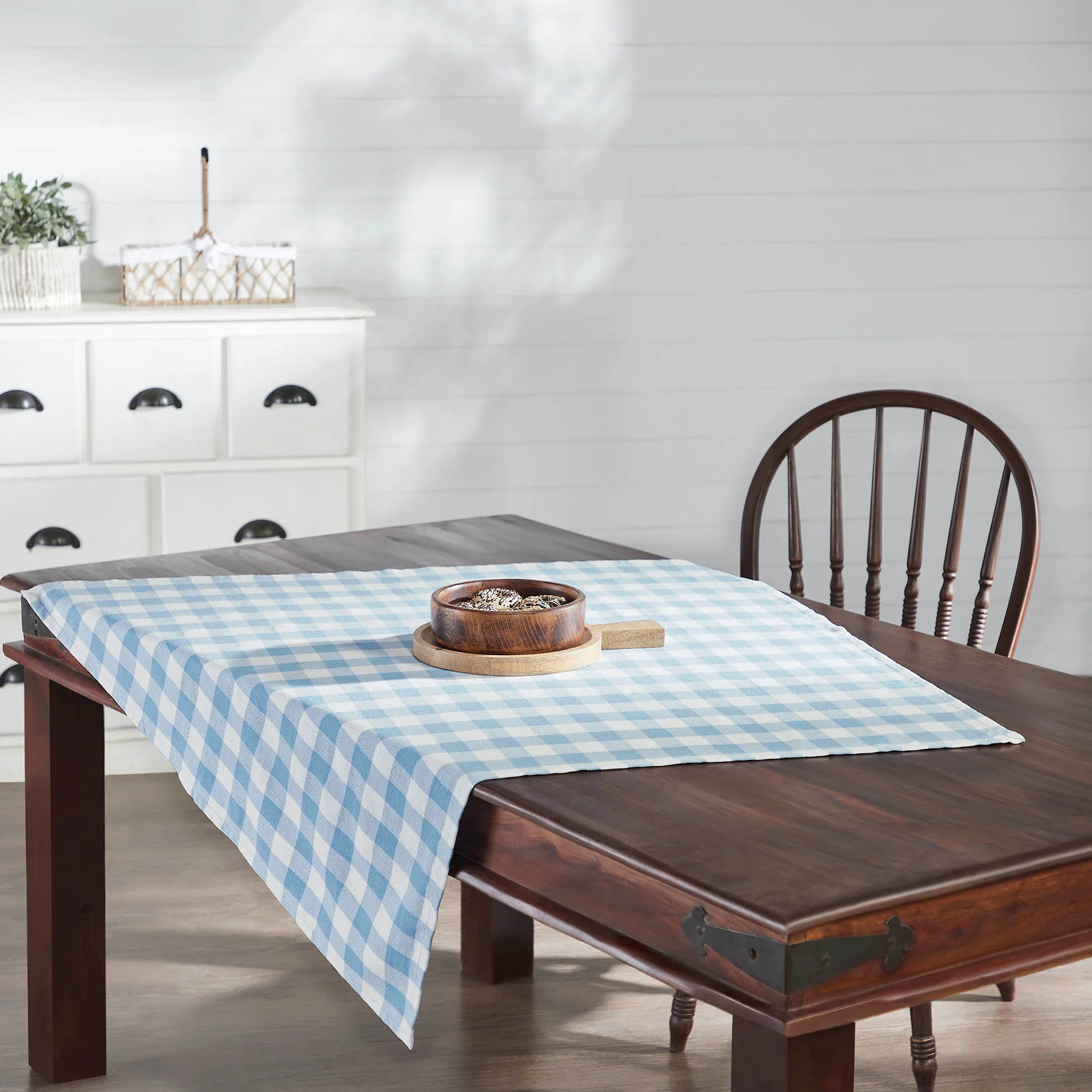 Annie Buffalo Check Blue 40" Square Table Topper