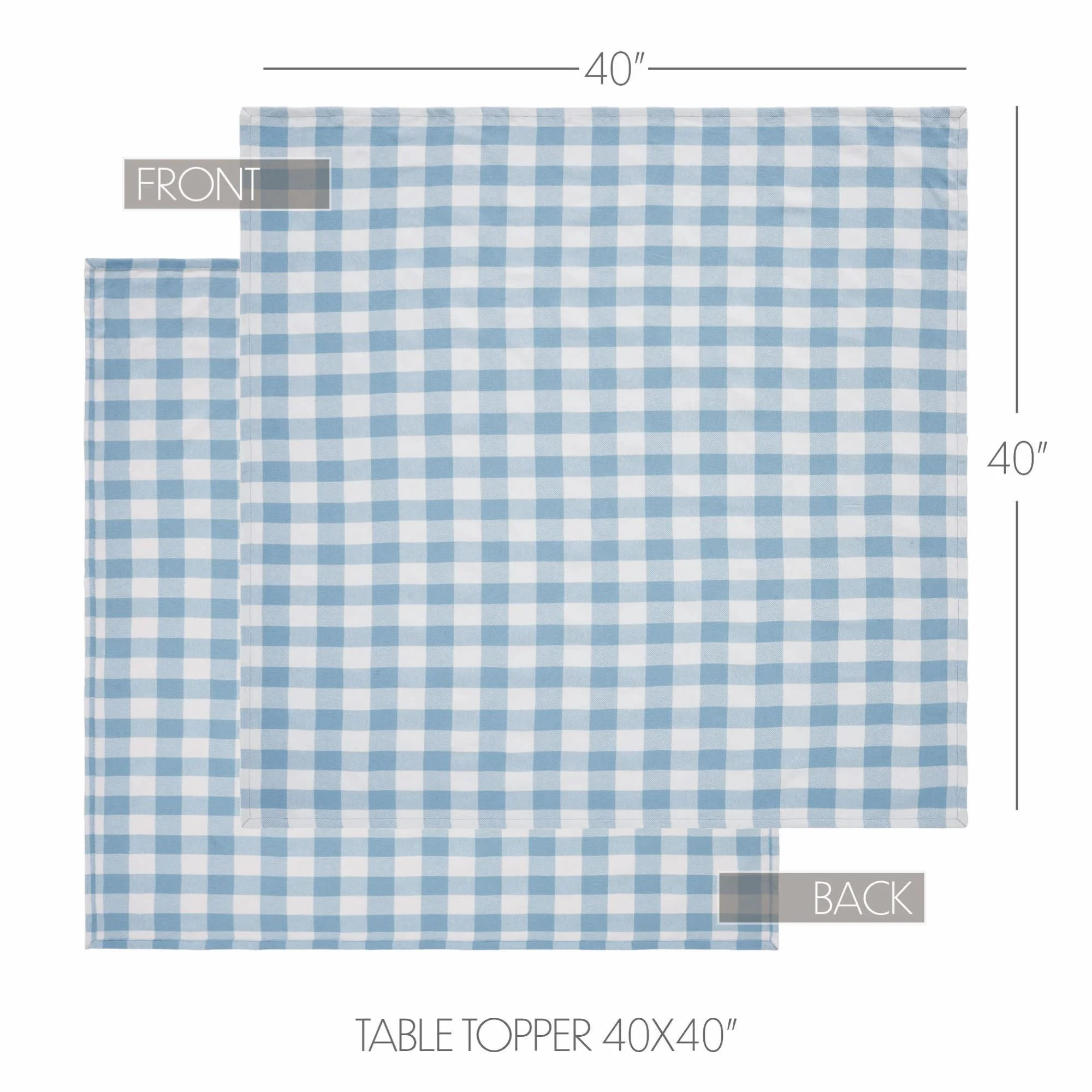 Annie Buffalo Check Blue 40" Square Table Topper - Image 2