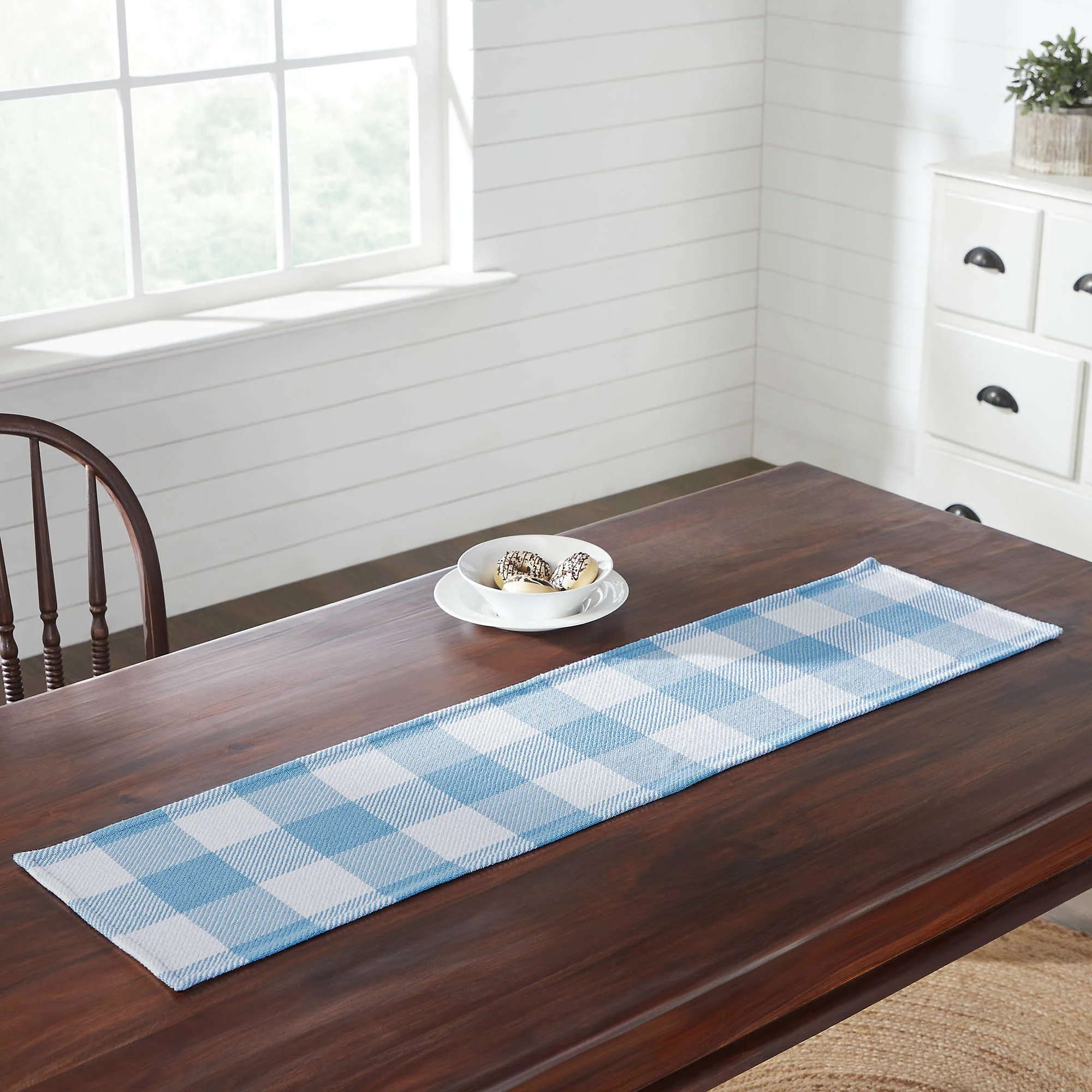 Annie Buffalo Check Blue 48" Table Runner