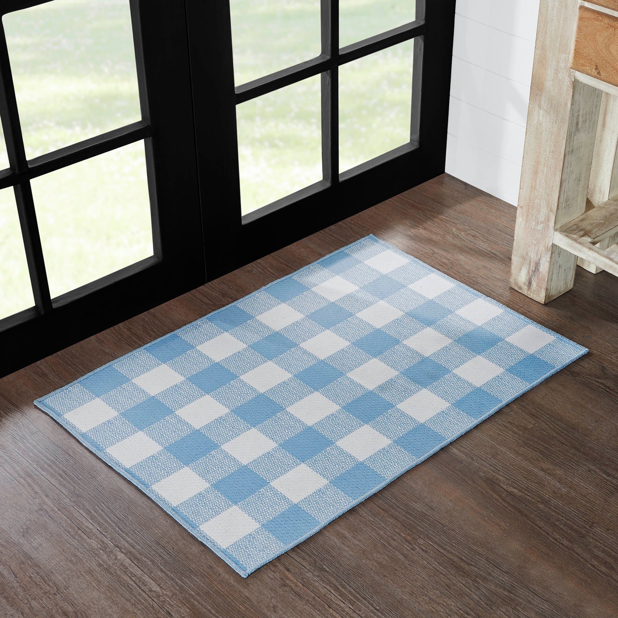Annie Buffalo Check Blue Indoor/Outdoor 36" Rectangle Rug