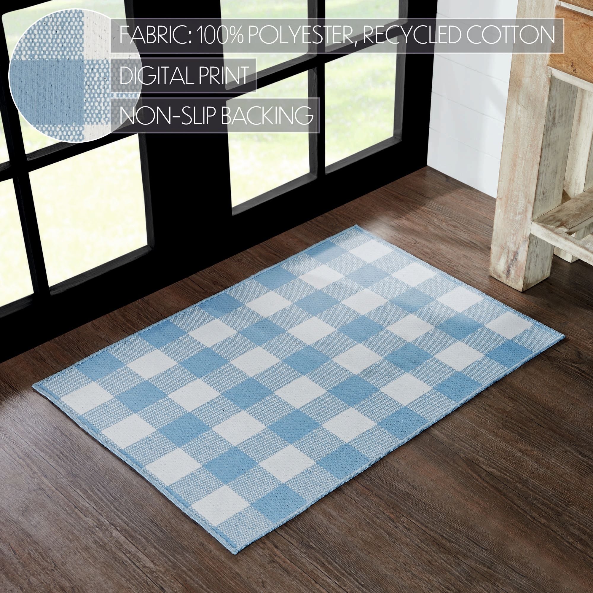 Annie Buffalo Check Blue Indoor/Outdoor 36" Rectangle Rug - Image 3