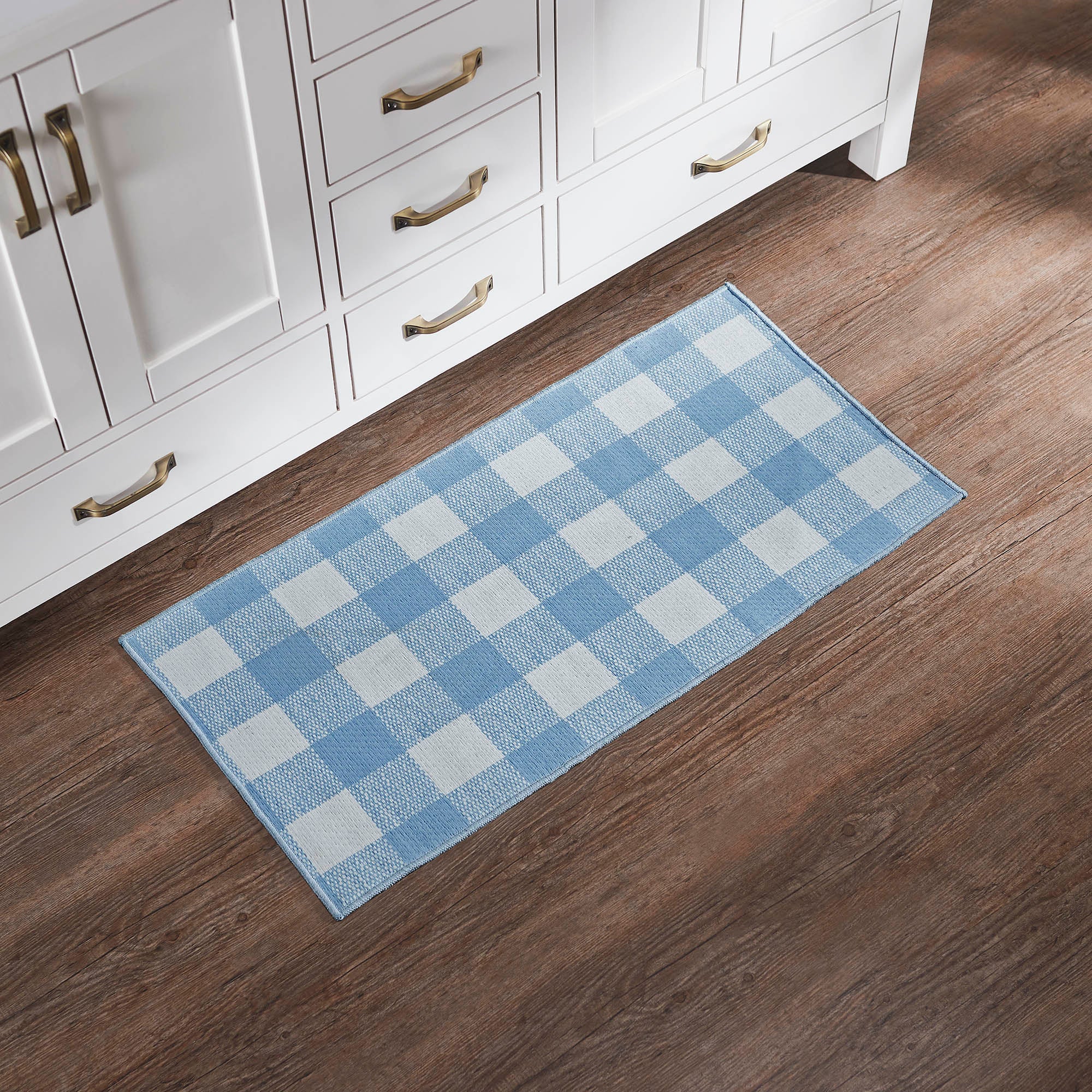 Annie Buffalo Check Blue Indoor/Outdoor Rug 17" x 36"