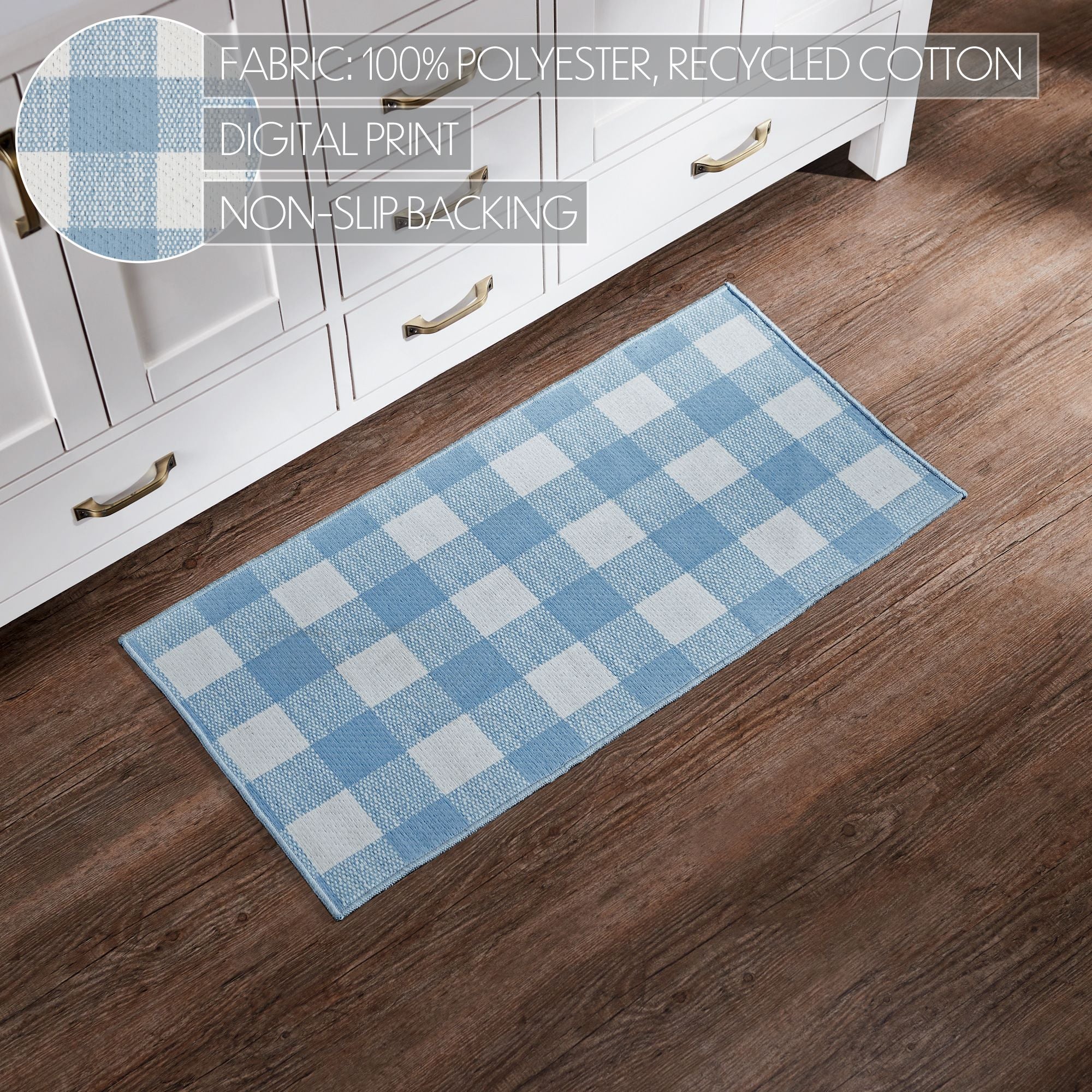 Annie Buffalo Check Blue Indoor/Outdoor Rug 17" x 36" - Image 2