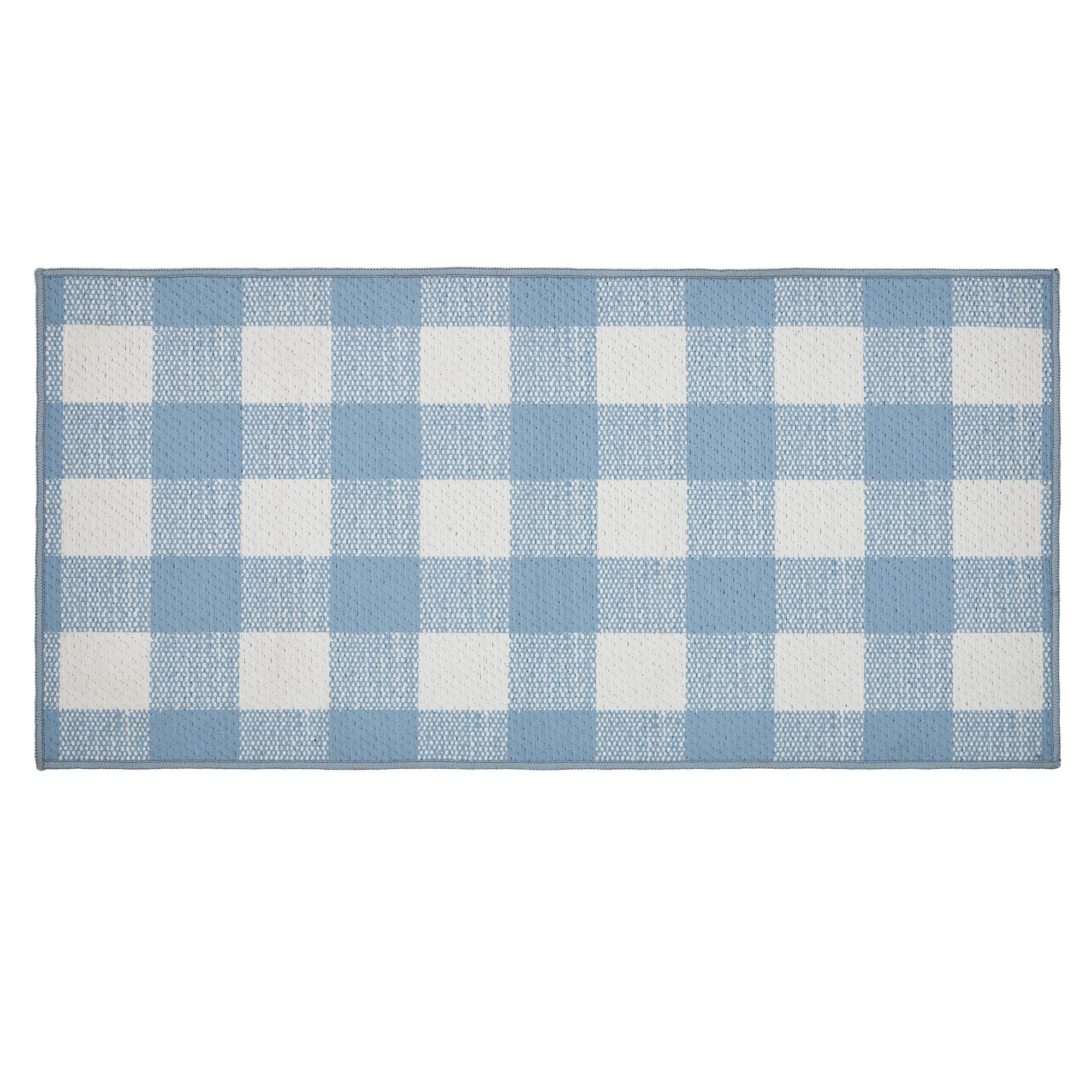 Annie Buffalo Check Blue Indoor/Outdoor Rug 17" x 36" - Image 3