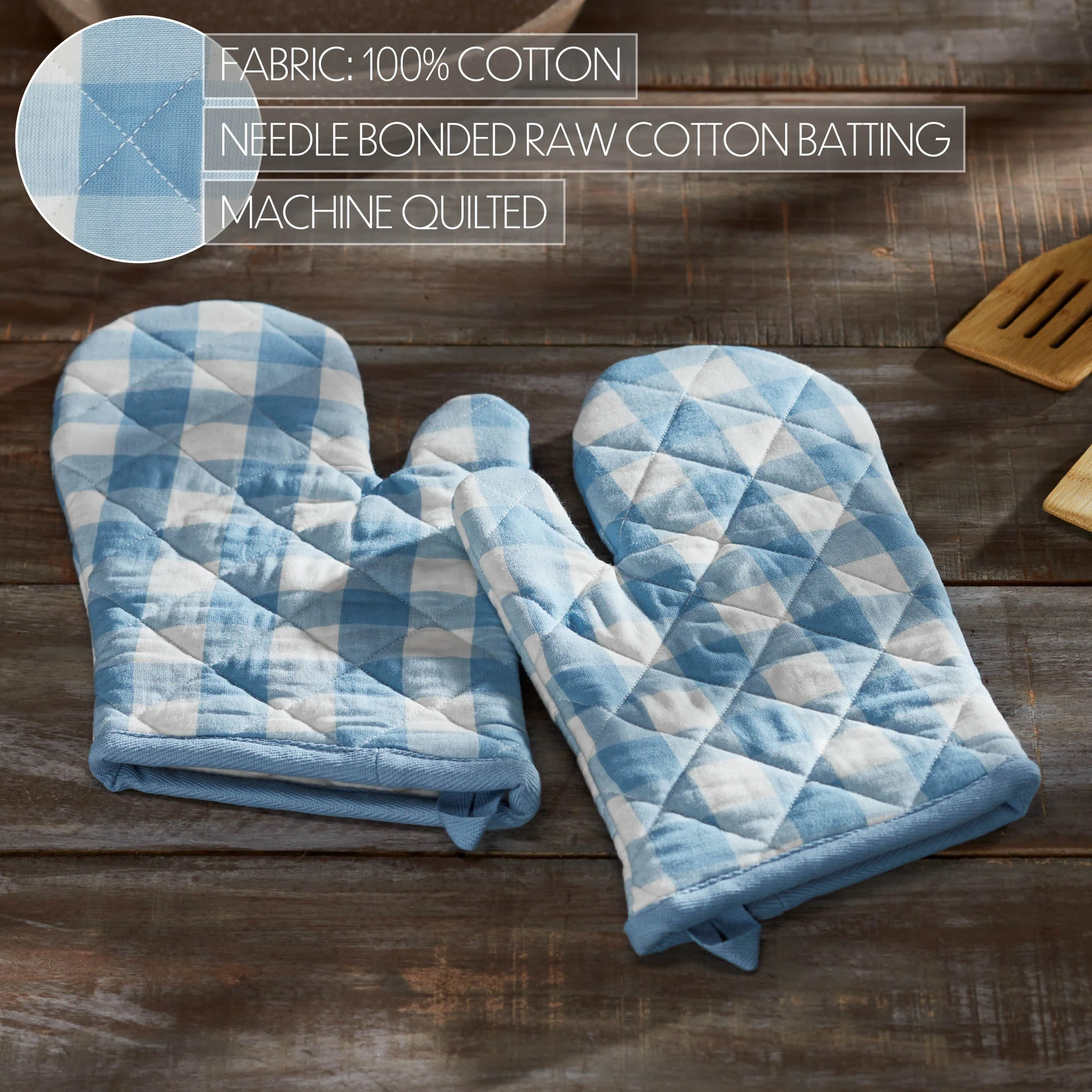 Annie Buffalo Check Blue Oven Mitt Set of 2 - Image 4