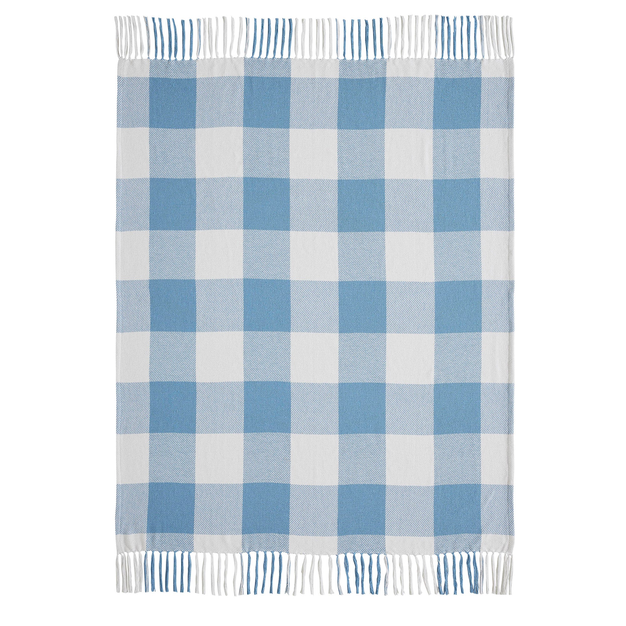 Annie Buffalo Check Blue Woven Throw 50" x 60" - Image 3