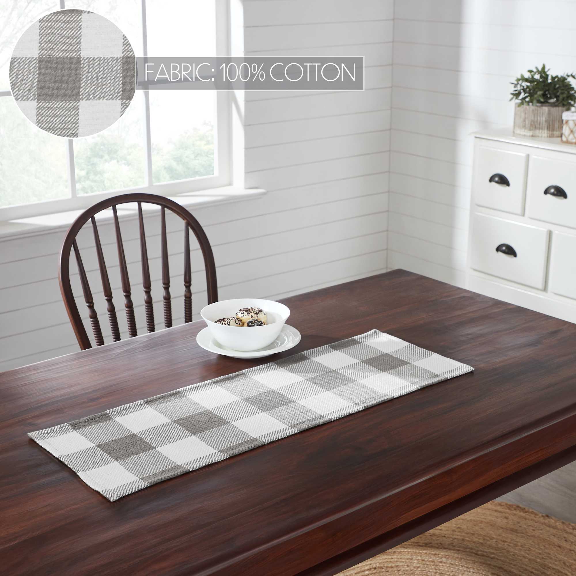 Annie Buffalo Check Grey 36" Table Runner - Image 2