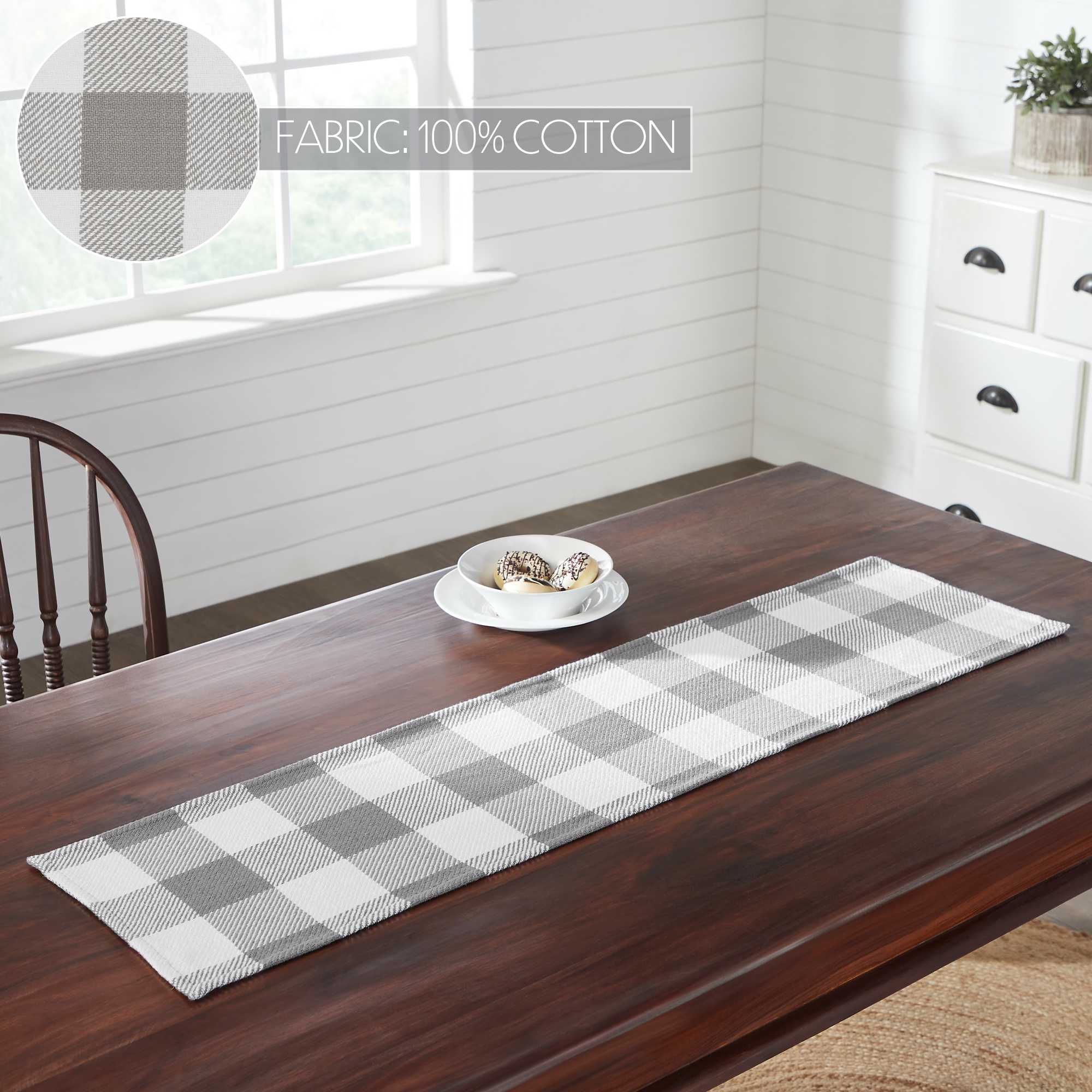 Annie Buffalo Check Grey 48" Table Runner - Image 5