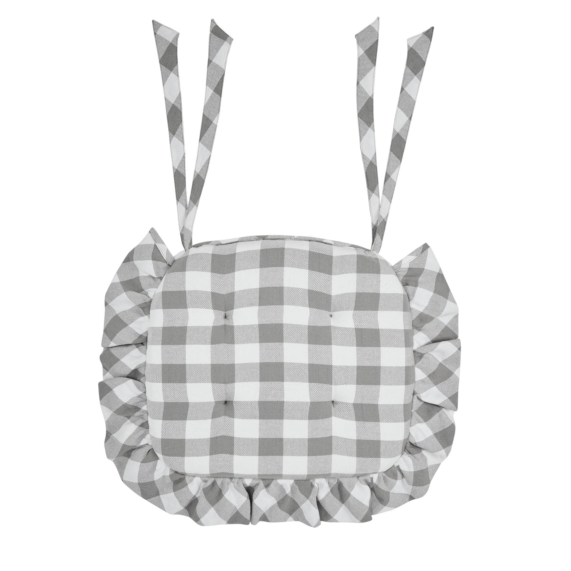 Annie Buffalo Check Grey Ruffled Chair Pad - Image 4