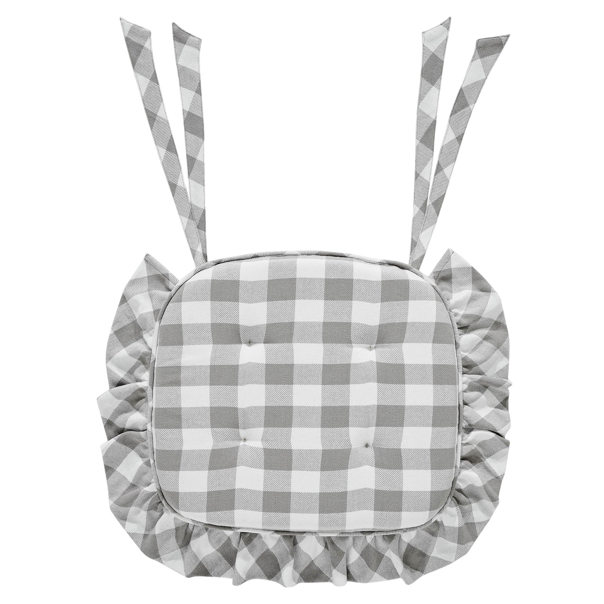 Annie Buffalo Check Grey Ruffled Chair Pad - Image 5