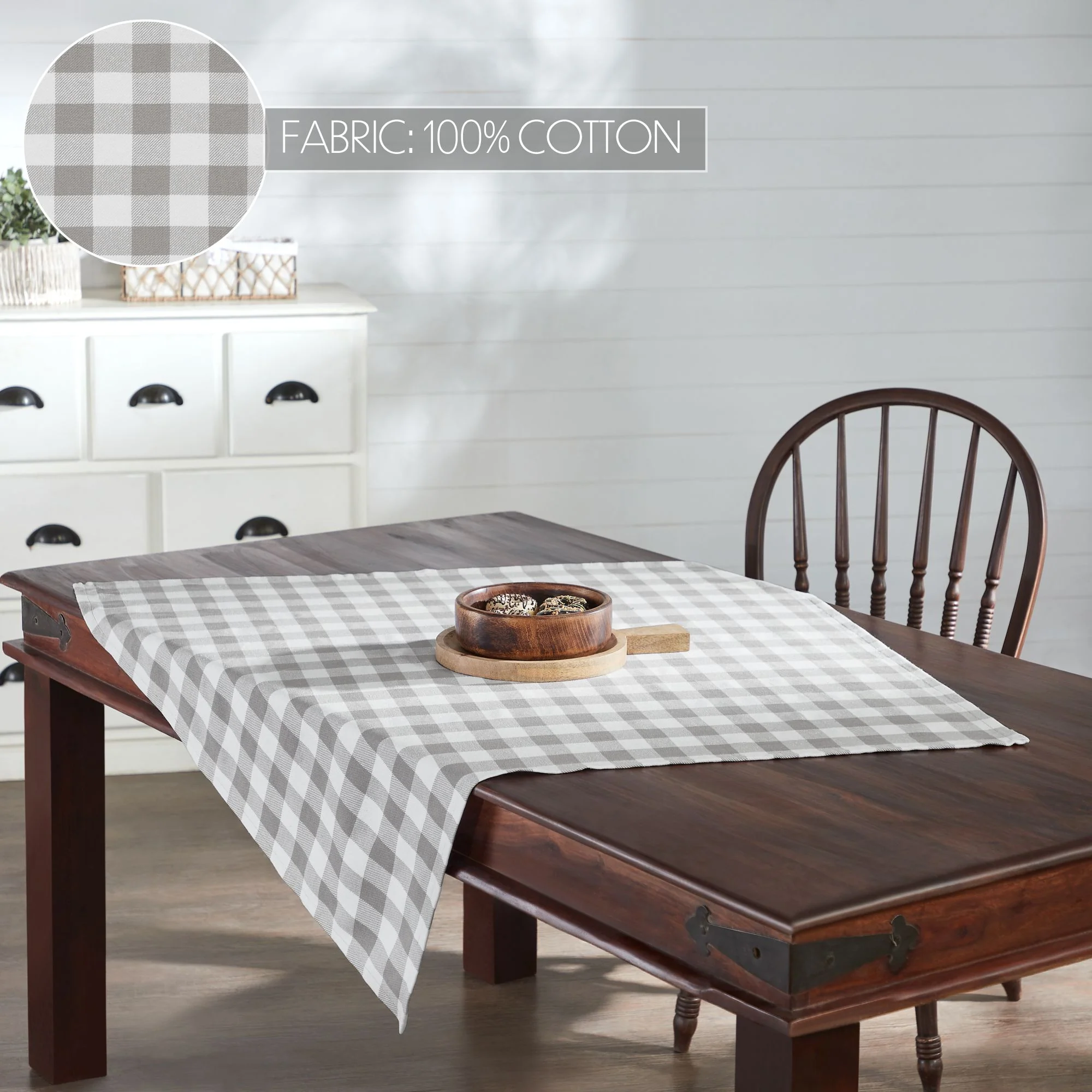 Annie Buffalo Check Grey Table Topper 40" x 40" - Image 4