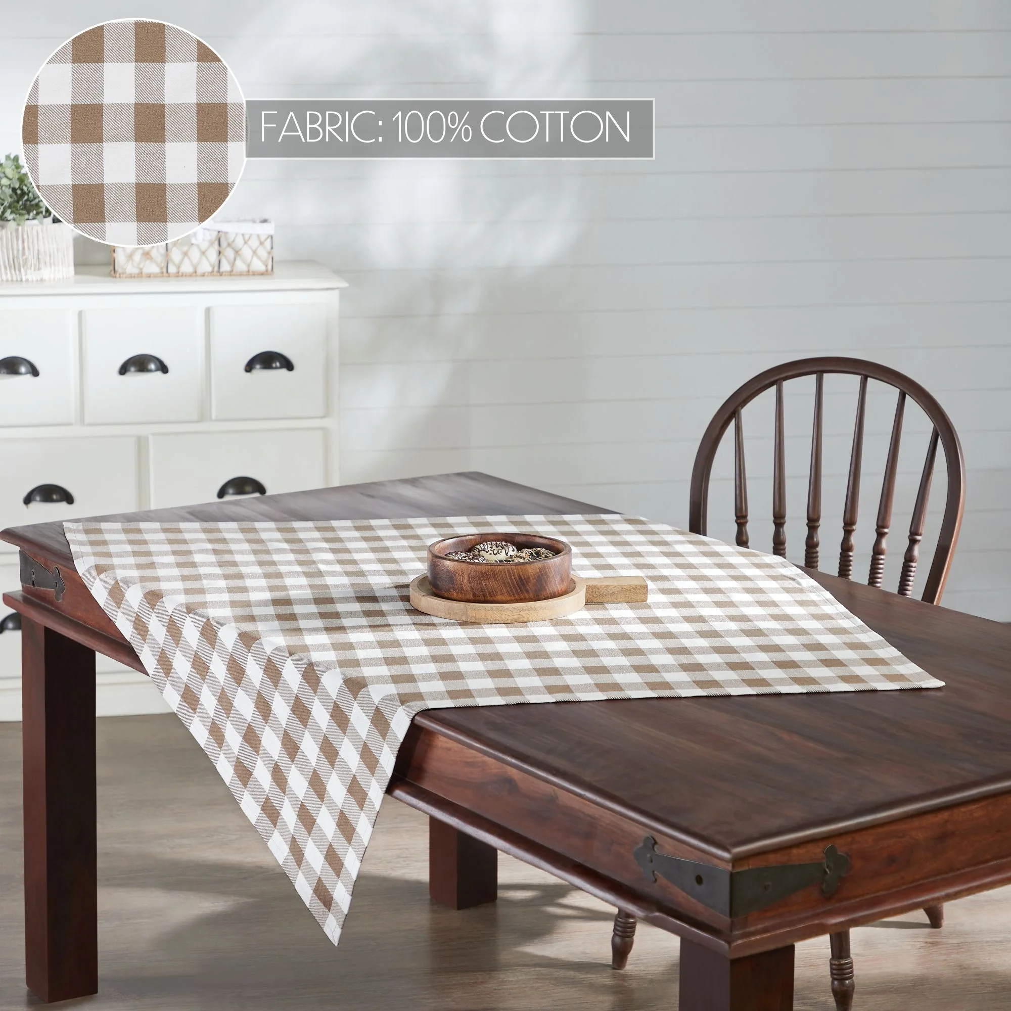 Annie Buffalo Check Portabella 40" Square Table Topper - Image 4