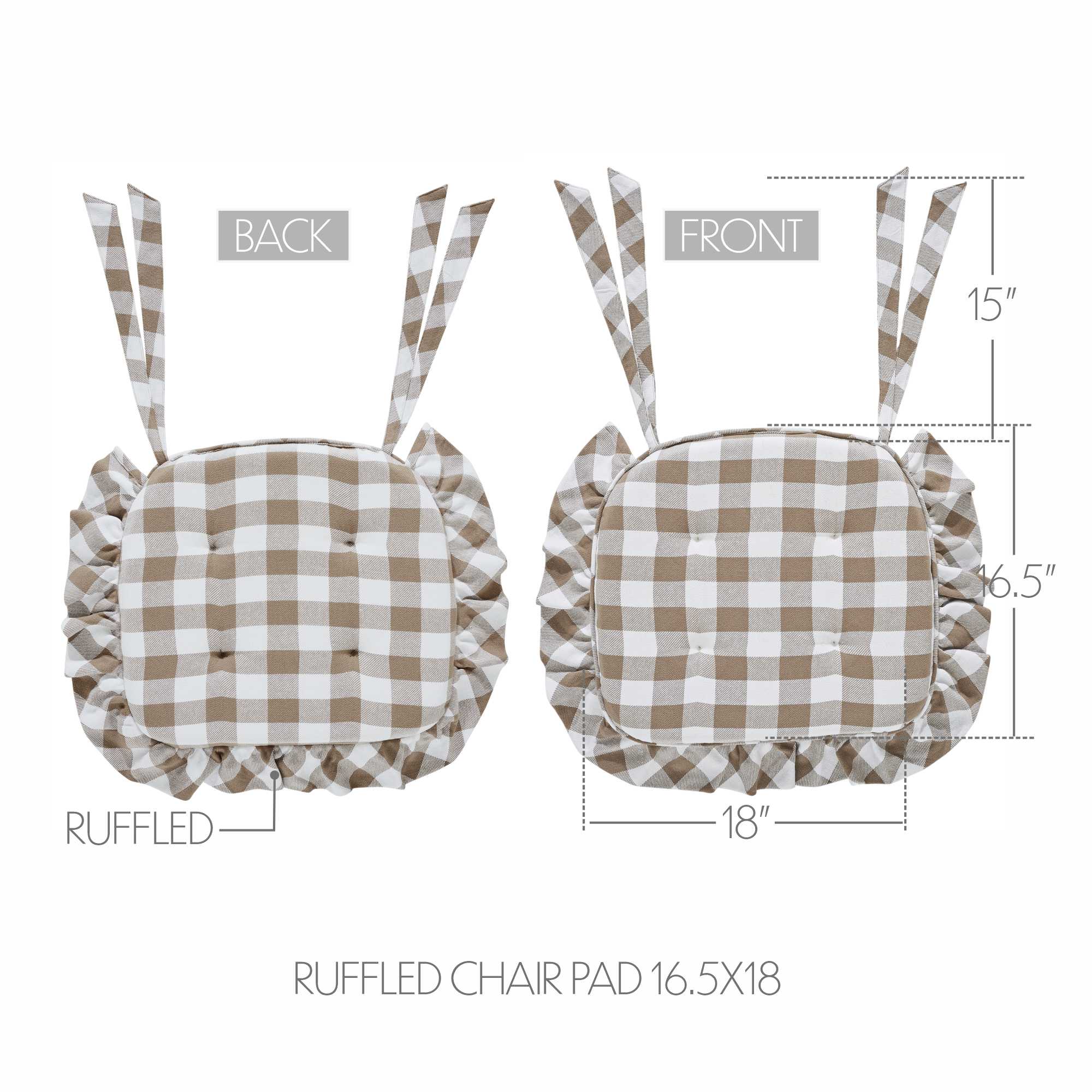 Annie Buffalo Check Portabella Ruffled Chair Pad - Image 4