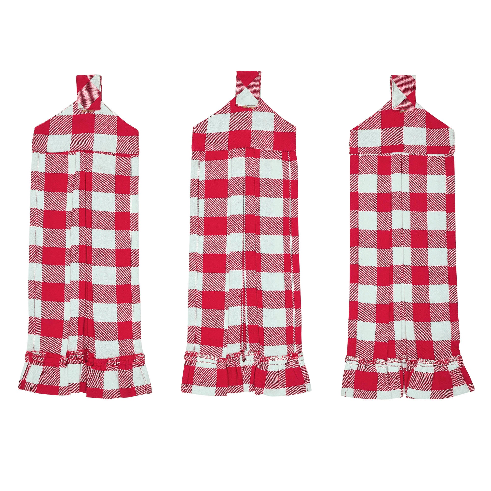 Annie Buffalo Check Red Button Loop Tea Towels Set of 3 - Image 3