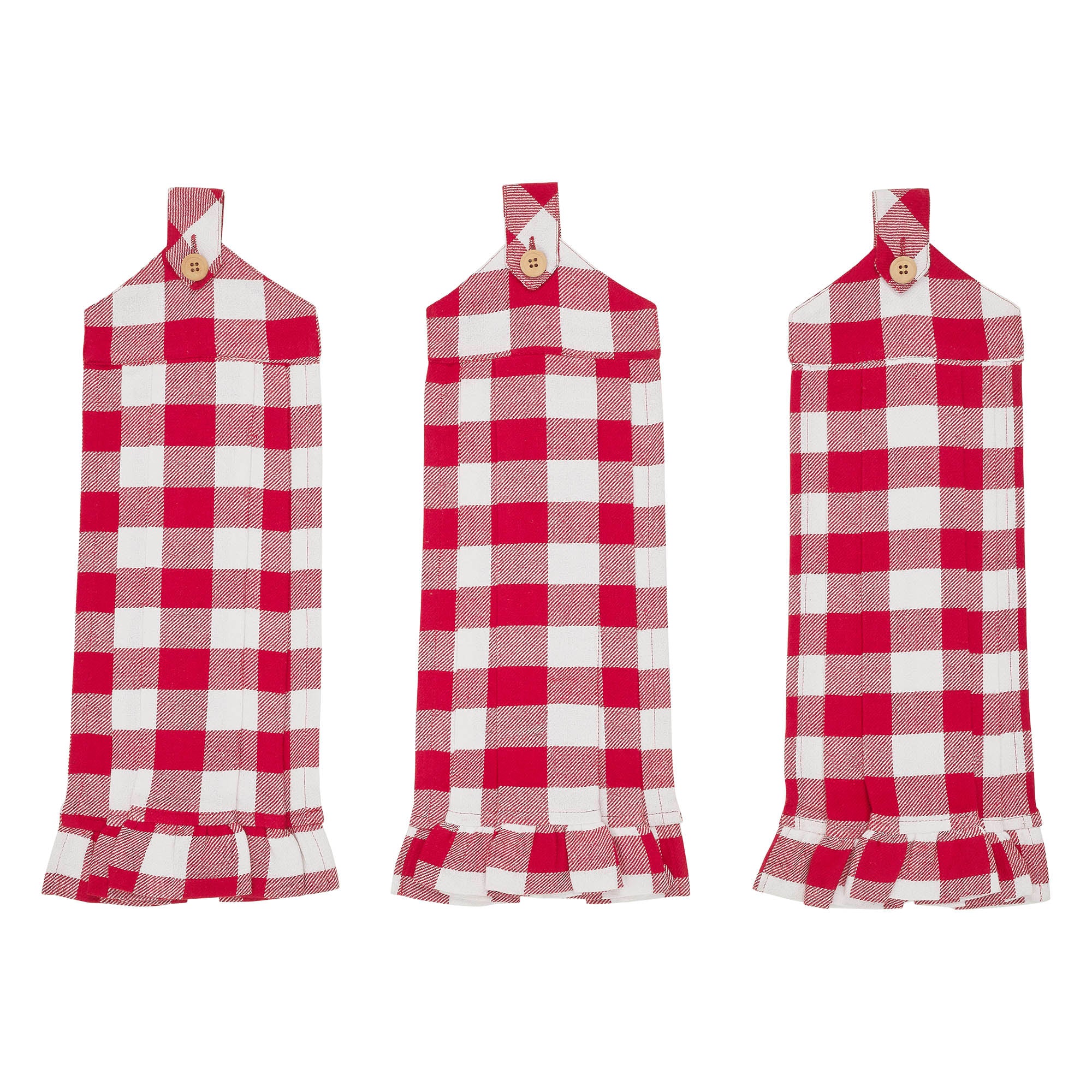 Annie Buffalo Check Red Button Loop Tea Towels Set of 3 - Image 4