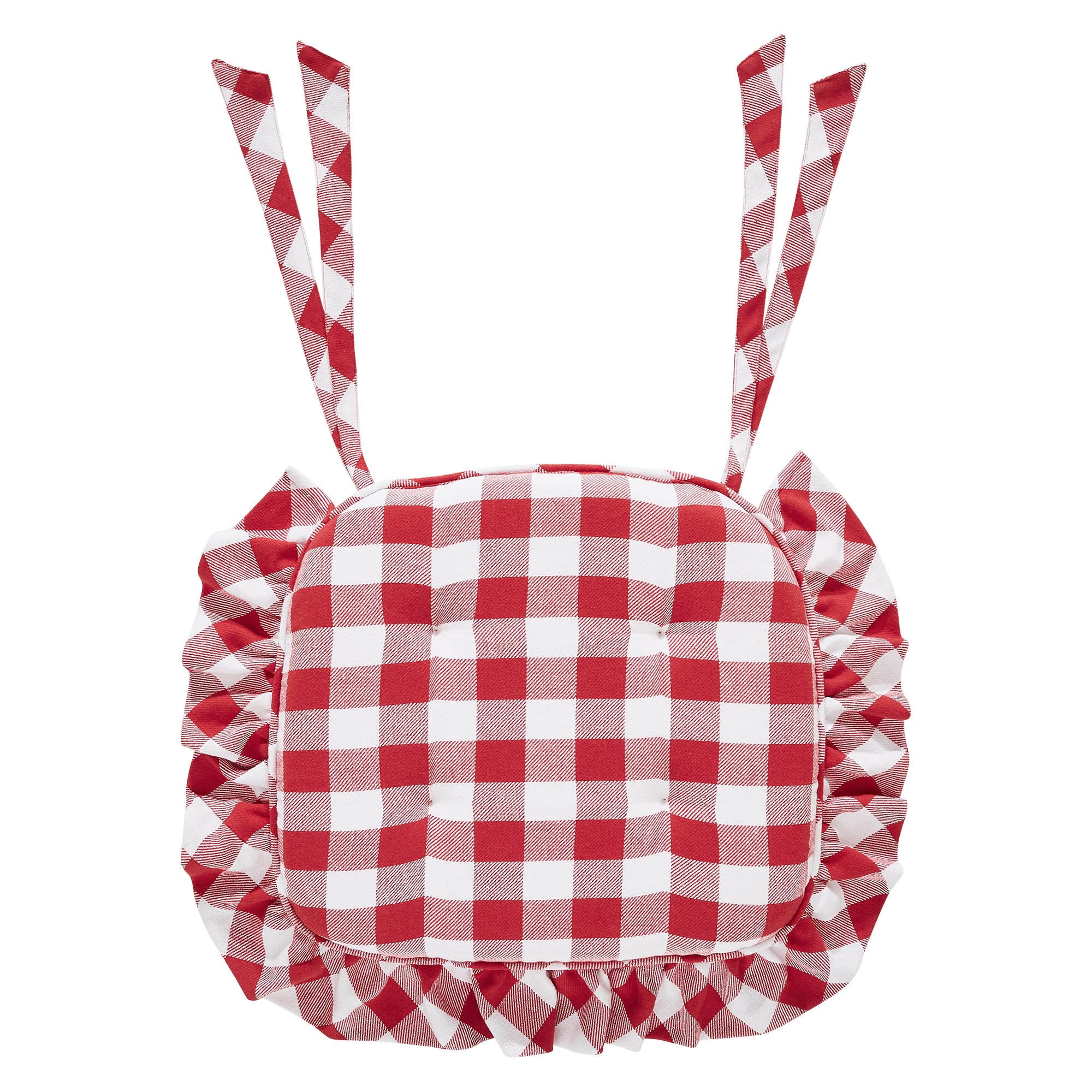 Annie Buffalo Check Red Ruffled Chair Pad - Image 2