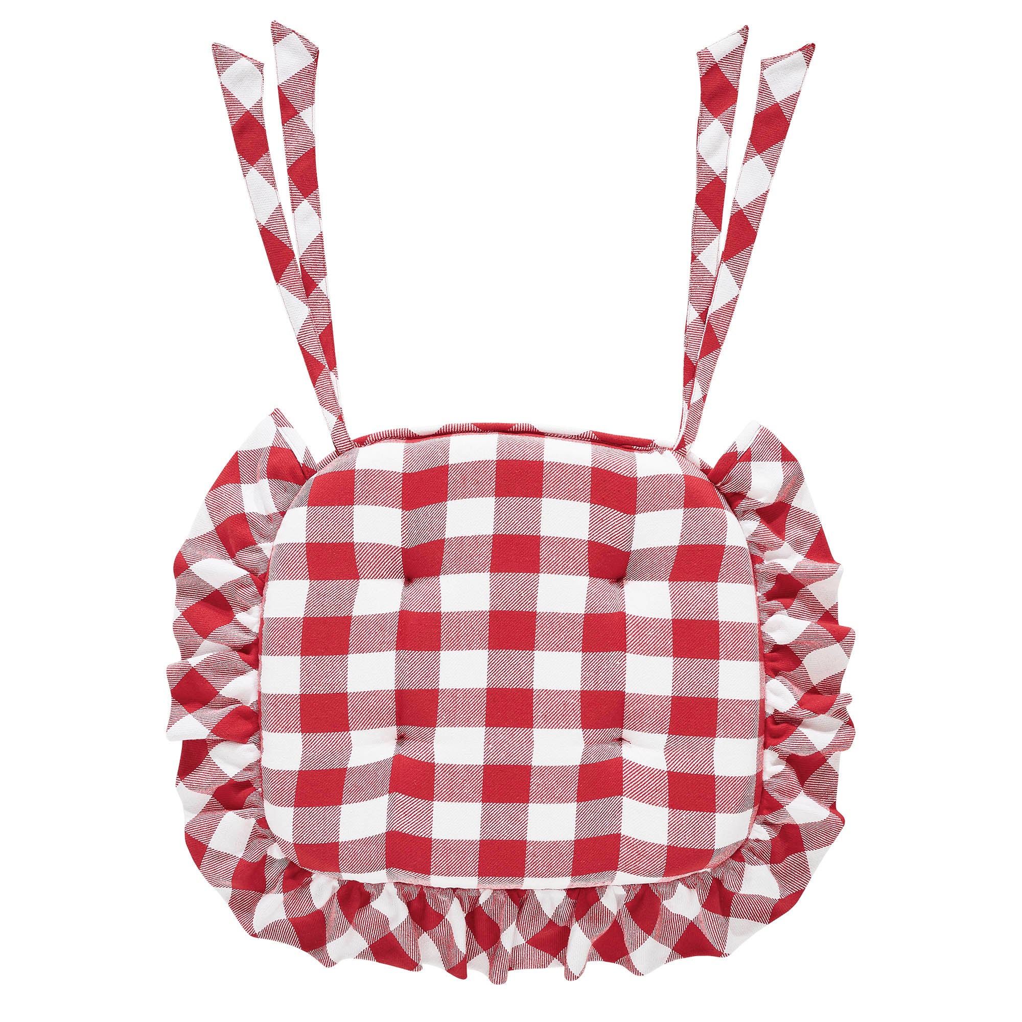 Annie Buffalo Check Red Ruffled Chair Pad - Image 4