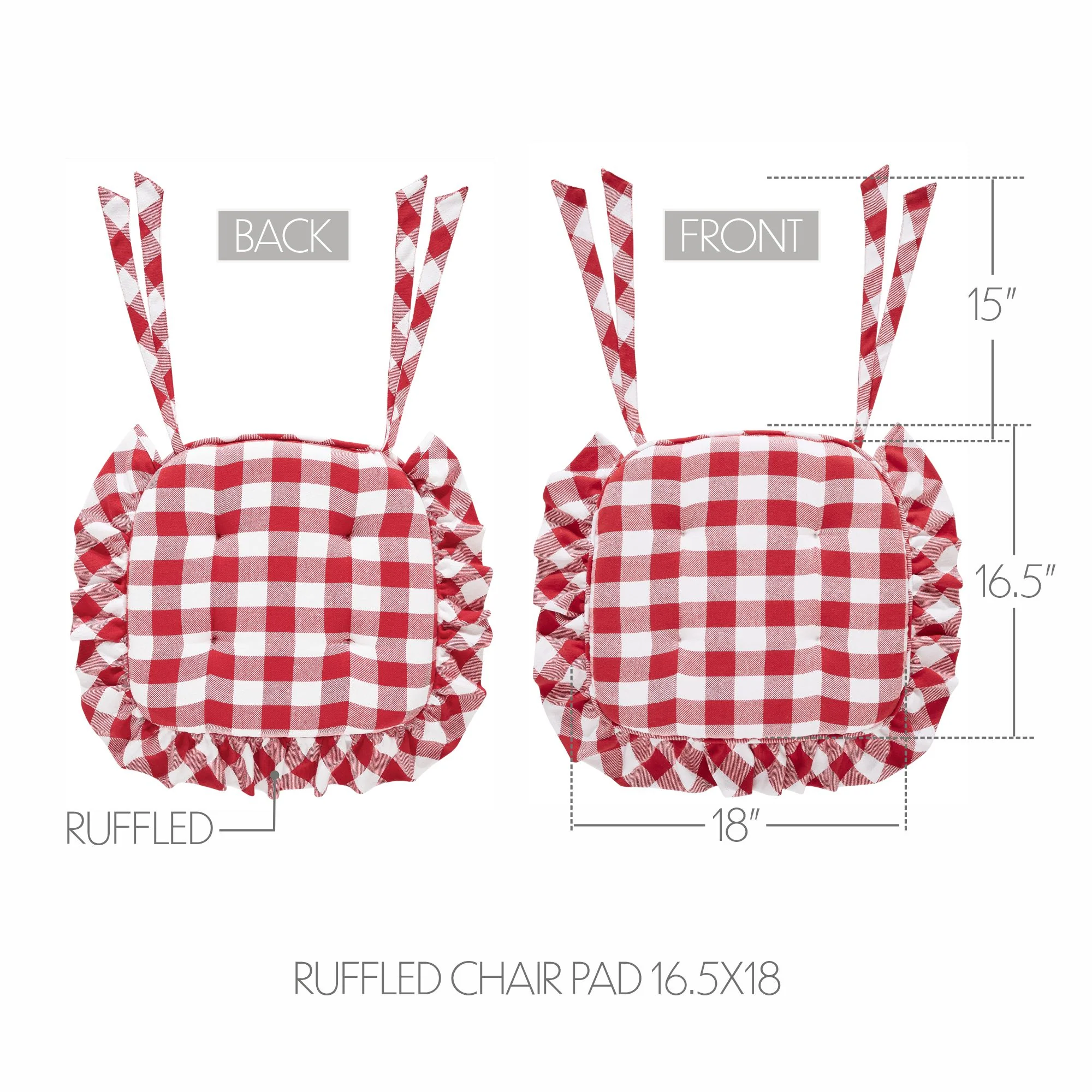 Annie Buffalo Check Red Ruffled Chair Pad - Image 5