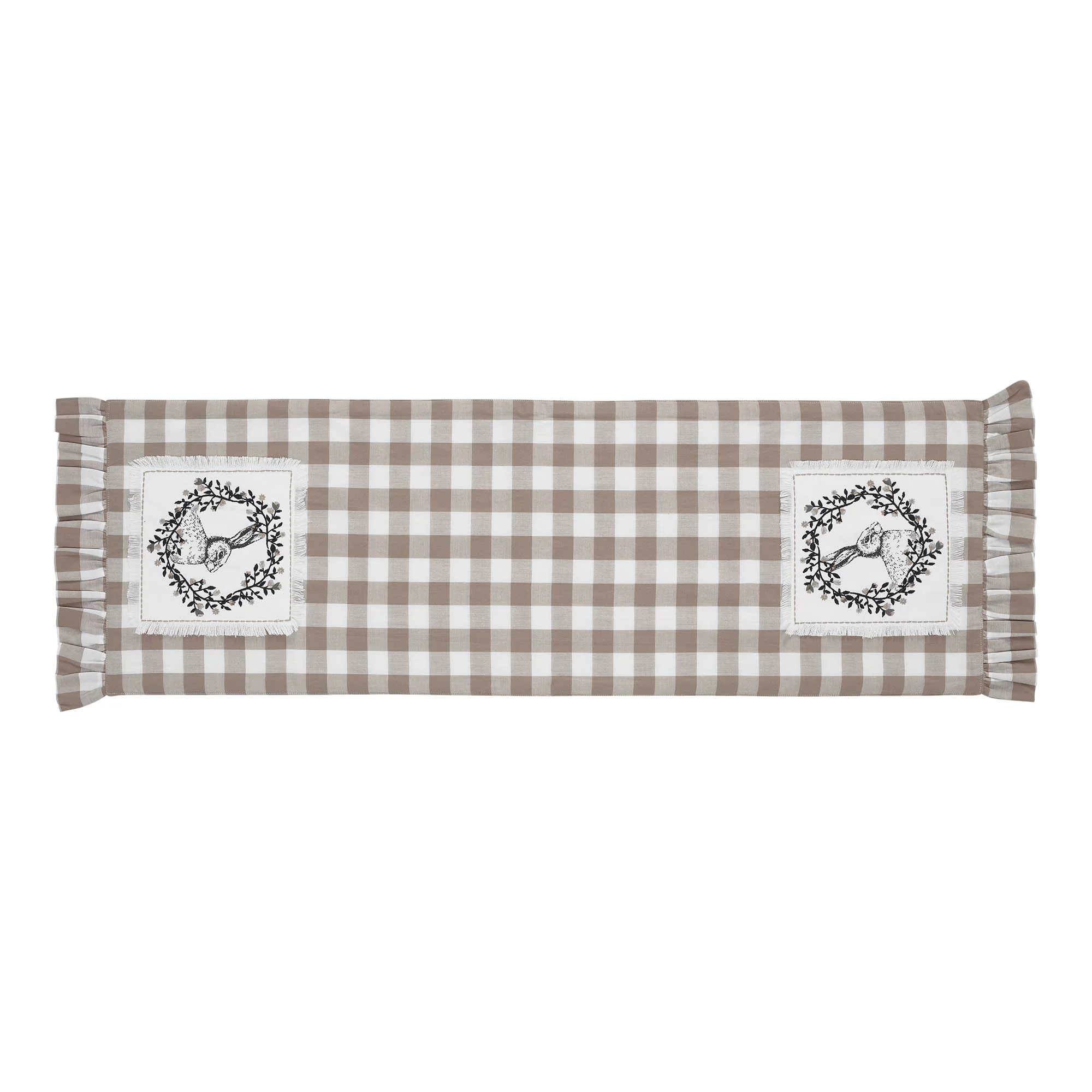 Annie Buffalo Portabella Check Vintage Hare Table Runner 12" x 36" - Image 2