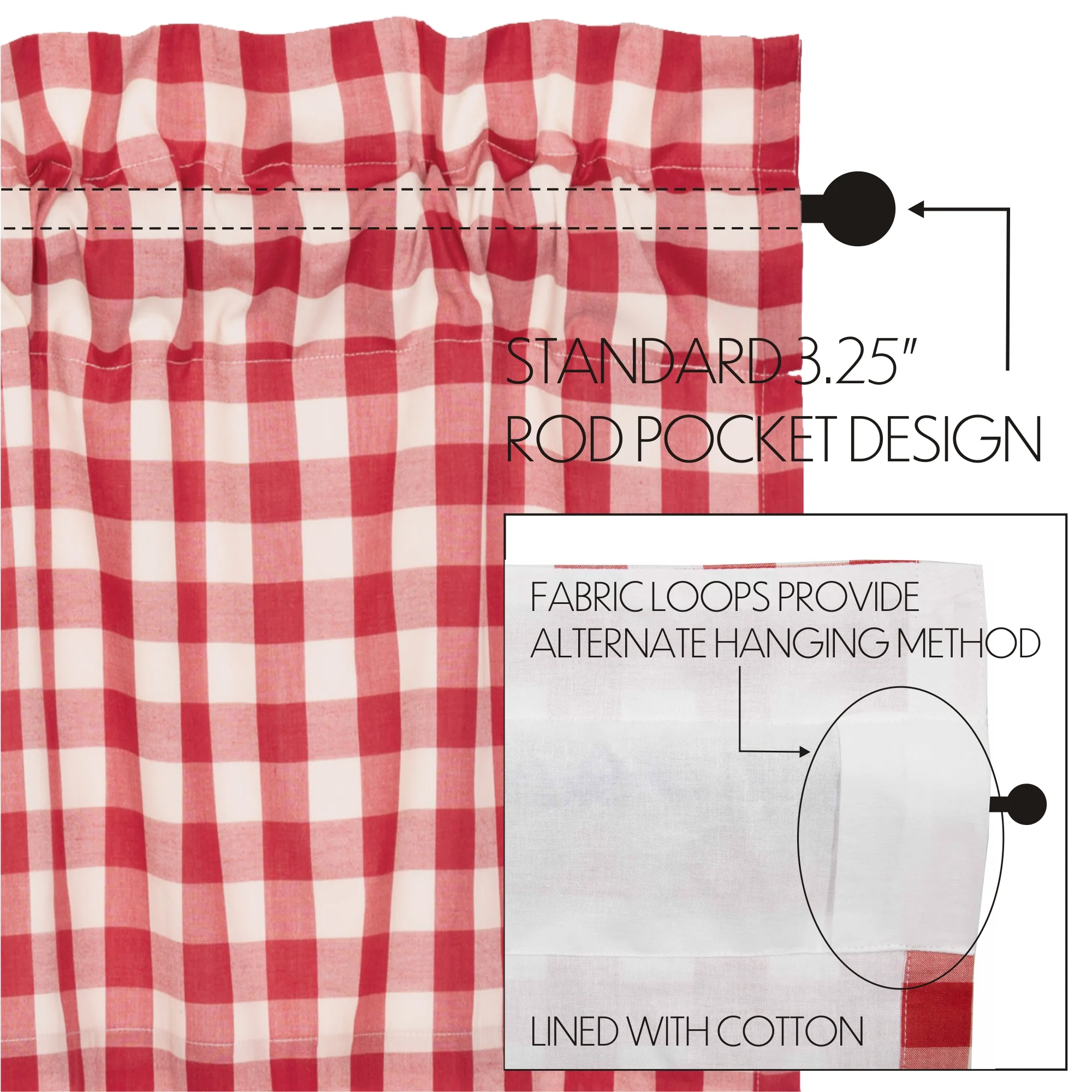 Annie Buffalo Red Check Valance 16'' x 60'' - Image 7