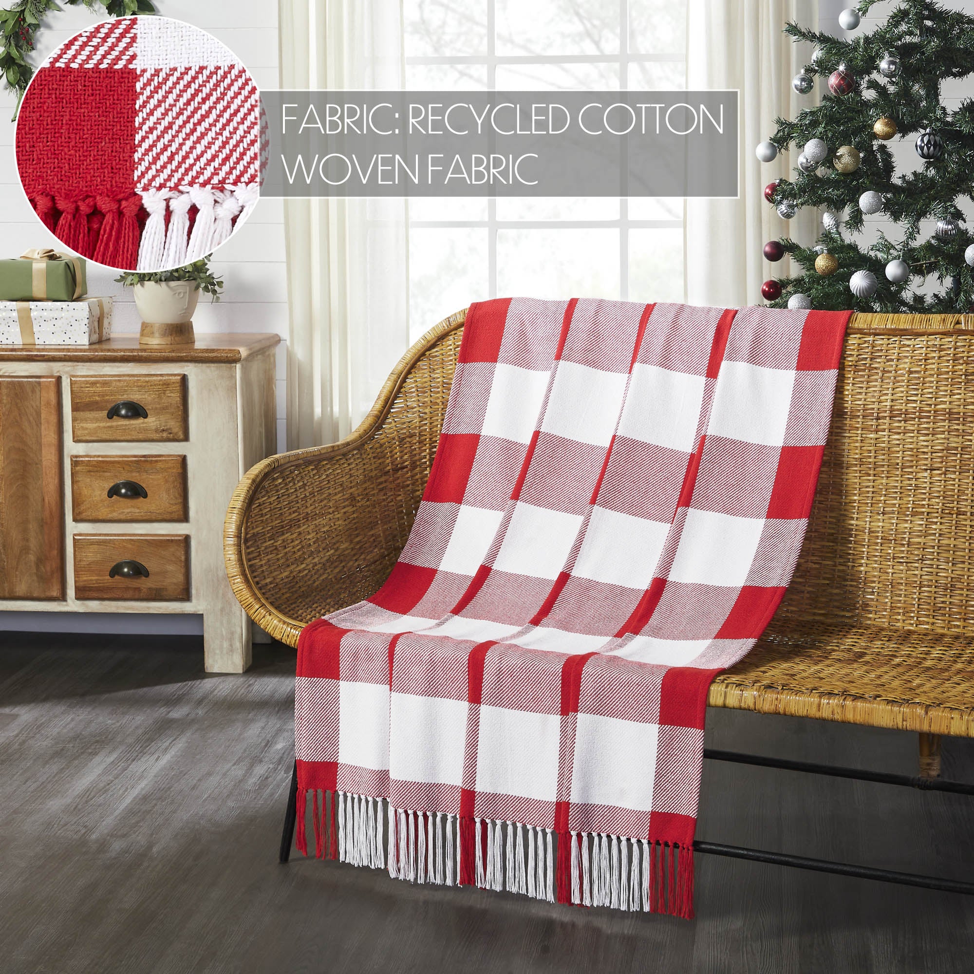 Annie Red Check Woven Throw 50" x 60" - Image 4