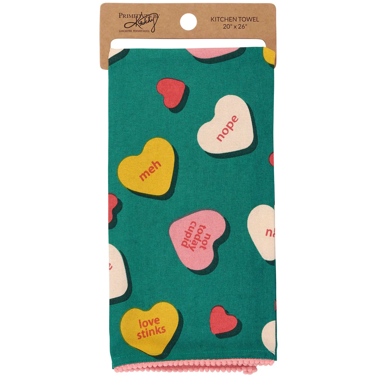 Anti Valentine Coversation Hearts Kitchen Towel - Image 3