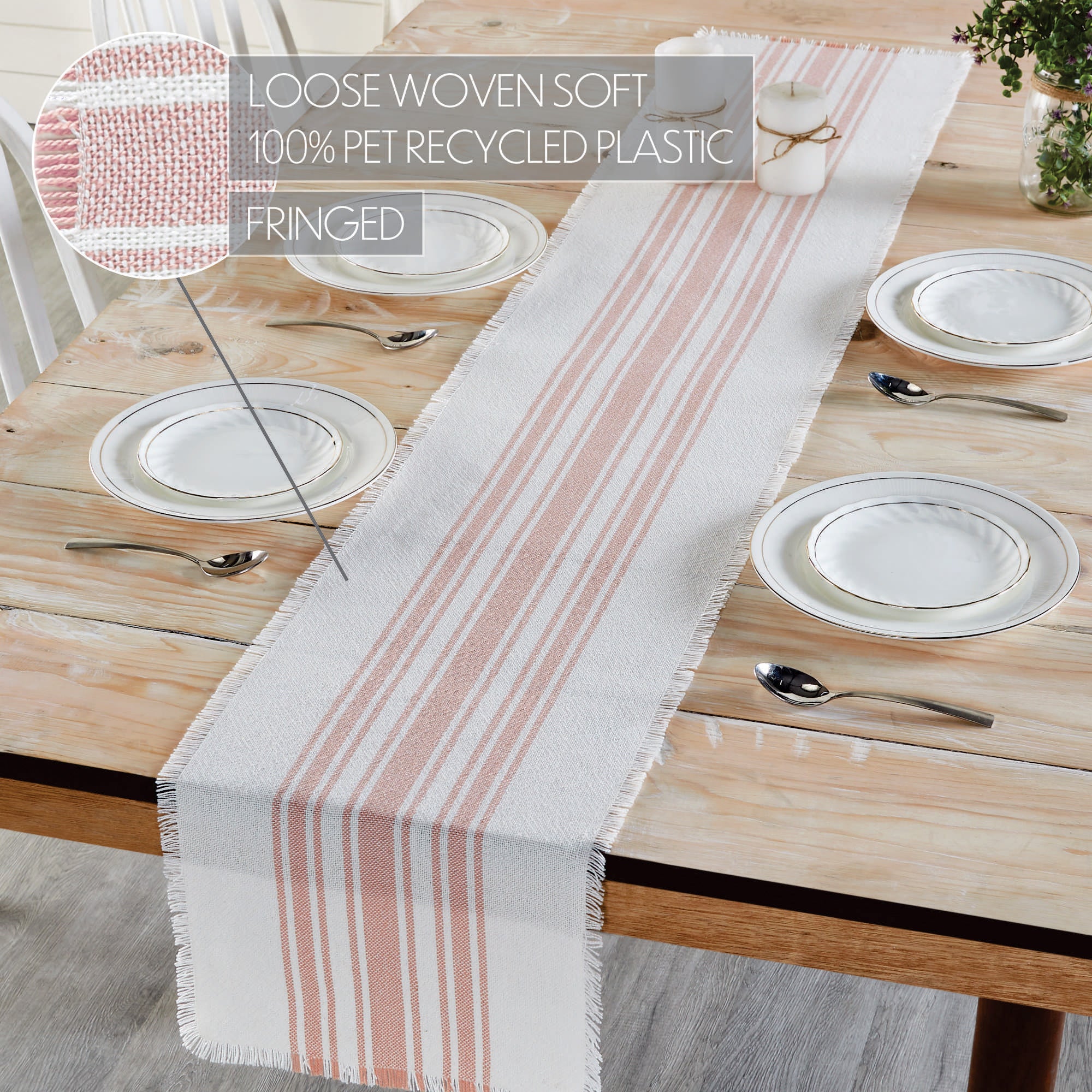 Antique White Stripe Coral Indoor/Outdoor 72" Table Runner - Image 4