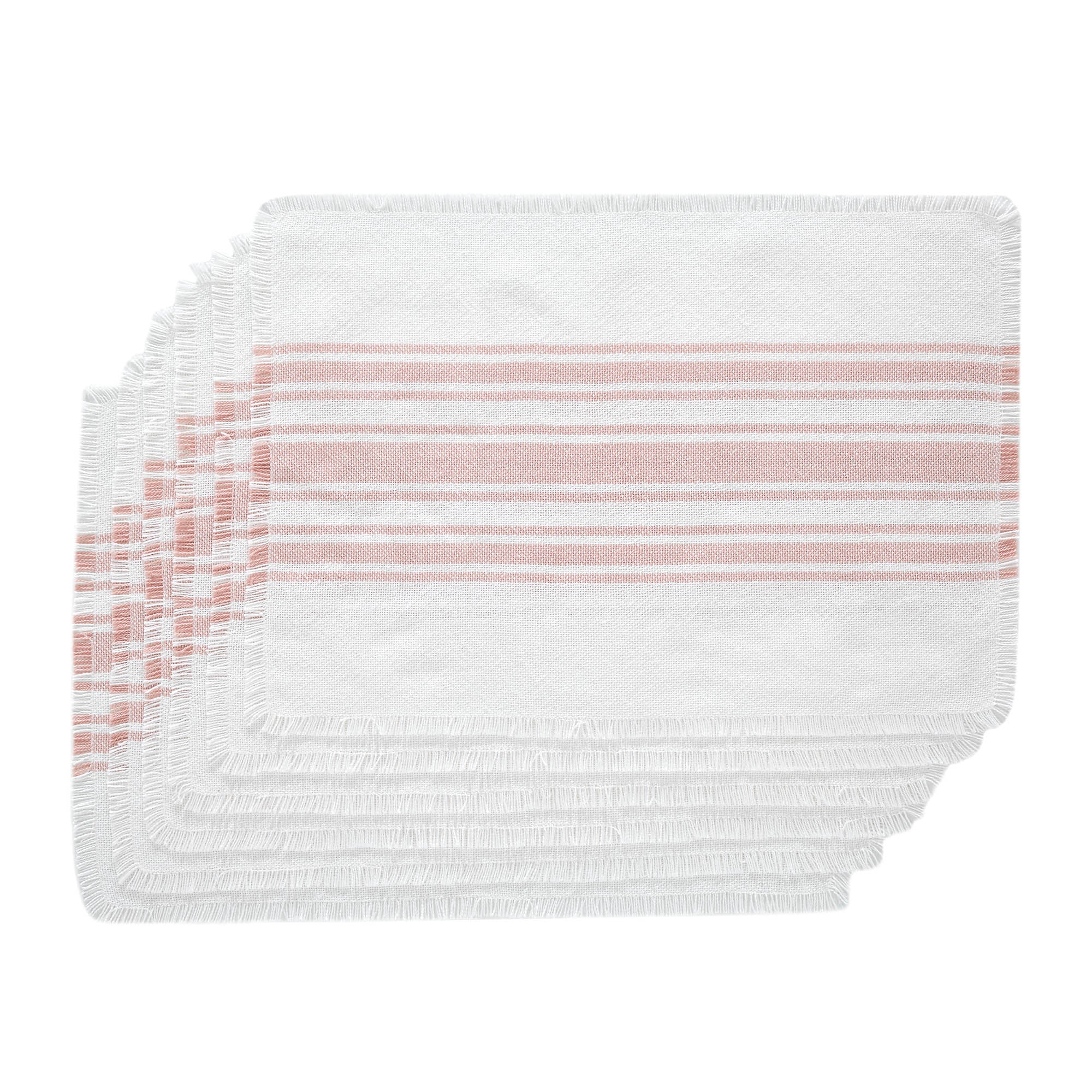 Antique White Stripe Coral Indoor/Outdoor Placemat Set of 6 - Image 2