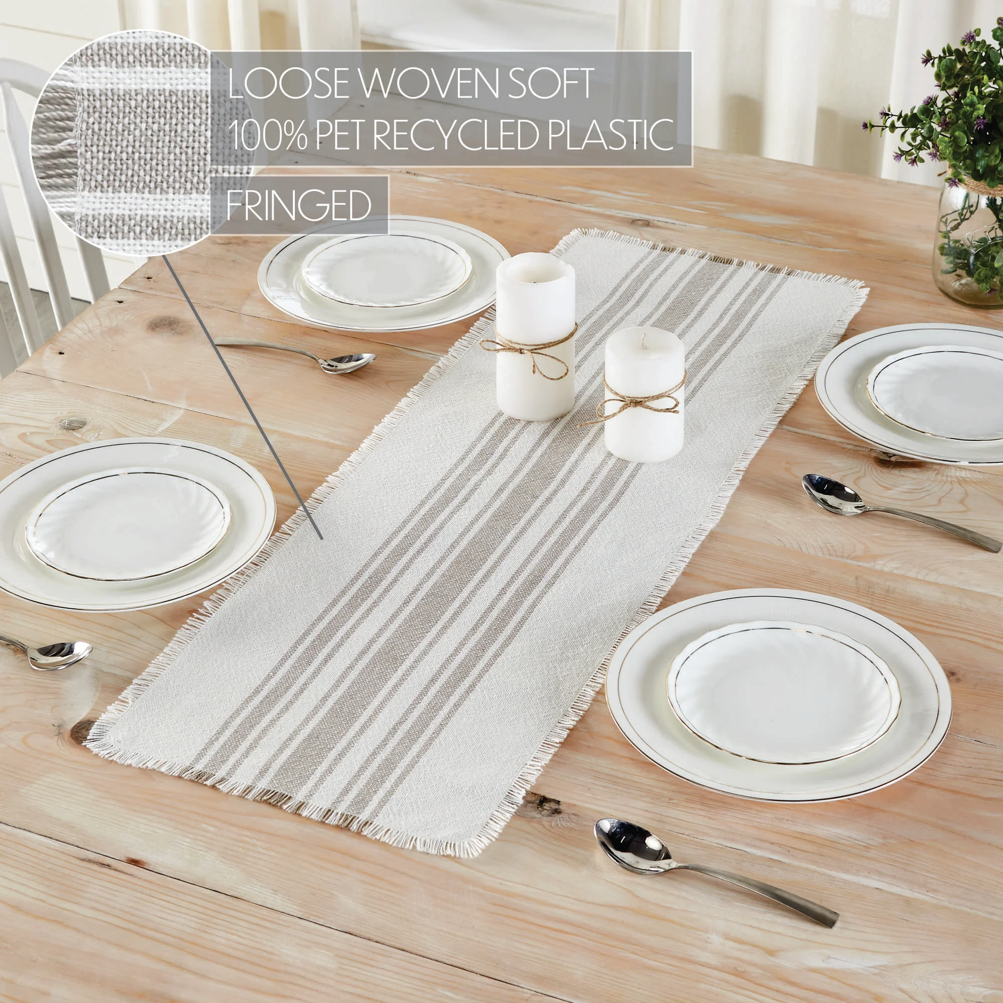Antique White Stripe Dove Grey Indoor/Outdoor Runner 12" x 36" - Image 4