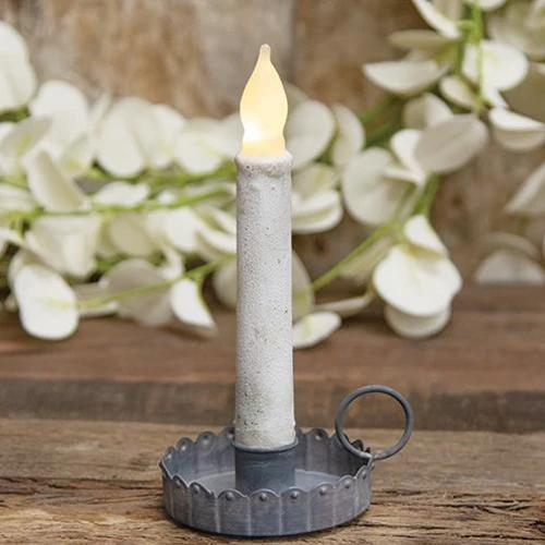 💙 Antiqued Gray Scalloped Taper Holder - Image 3