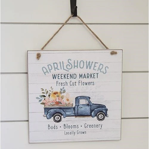 💙 April Showers Weekend Market Wooden Sign - Image 2