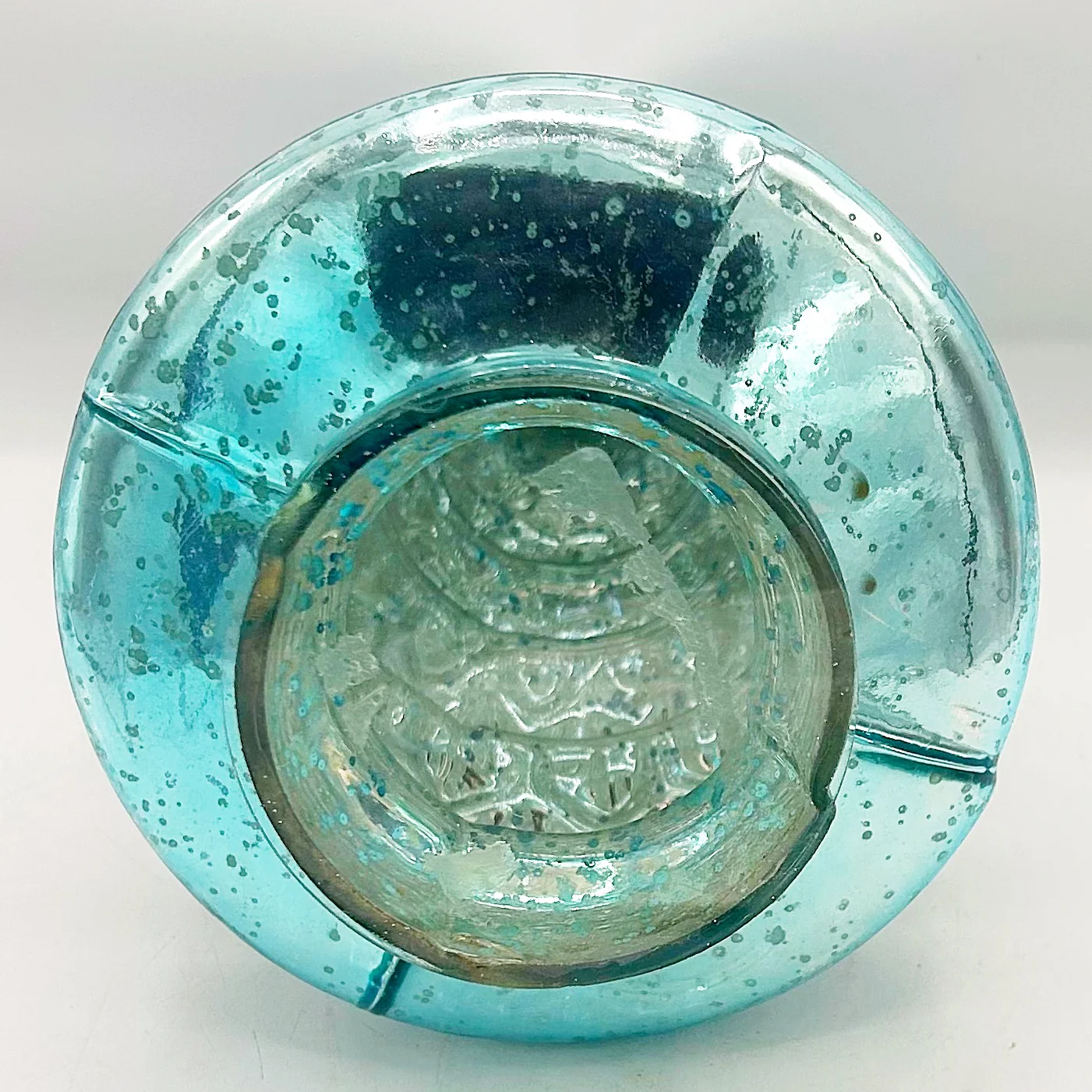 💙 Aqua Blue Mercury Glass Glitter Frosted Tree 14" H - Image 7