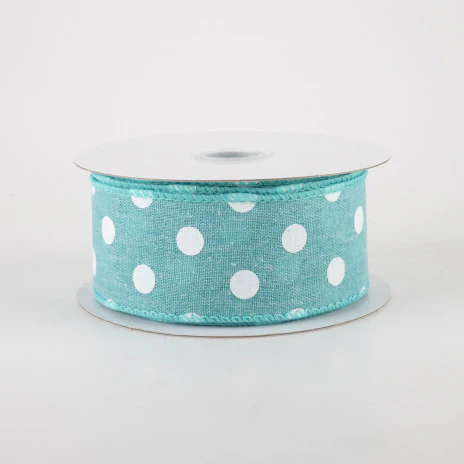 Aqua Blue Polka Dot Ribbon 1.5" x 10 yards - Image 2