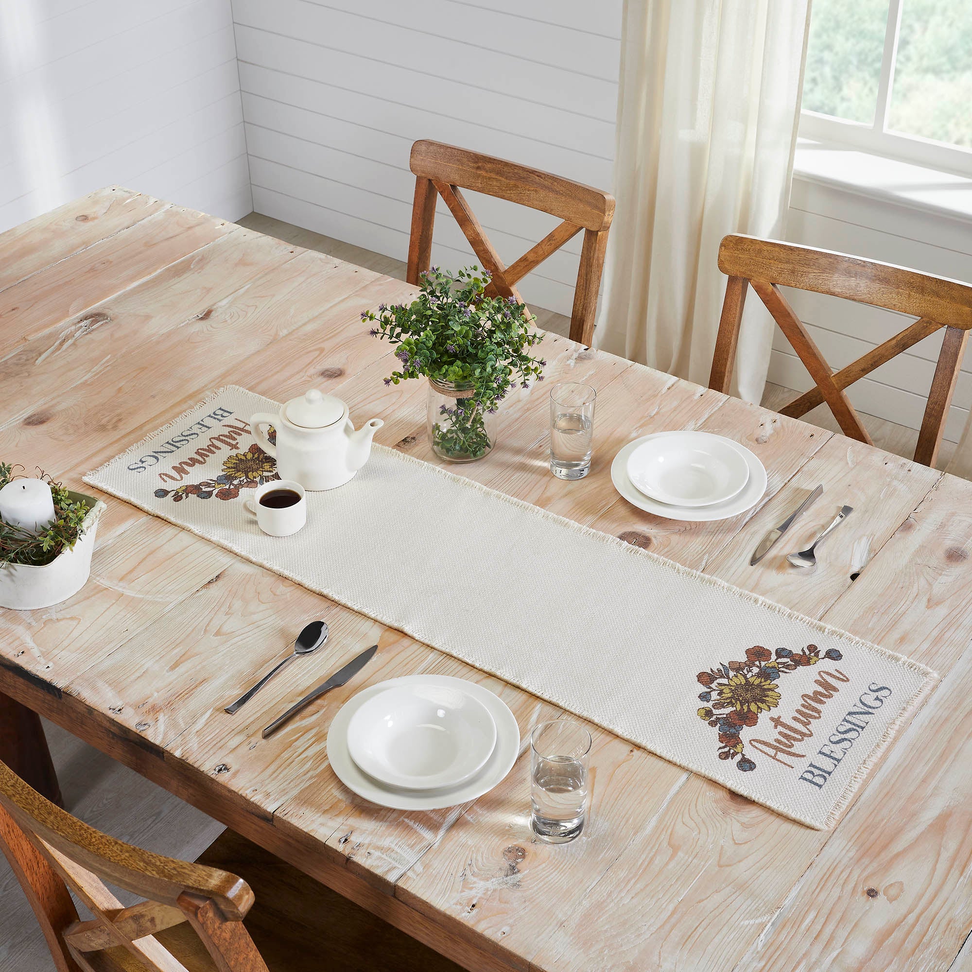Autumn Blessings 48" Fall Table Runner