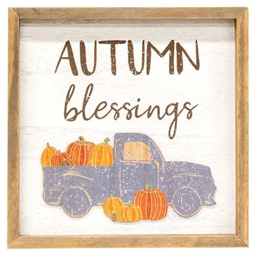 ๐ Autumn Blessings Pumpkin Truck Distressed Frame - Image 2